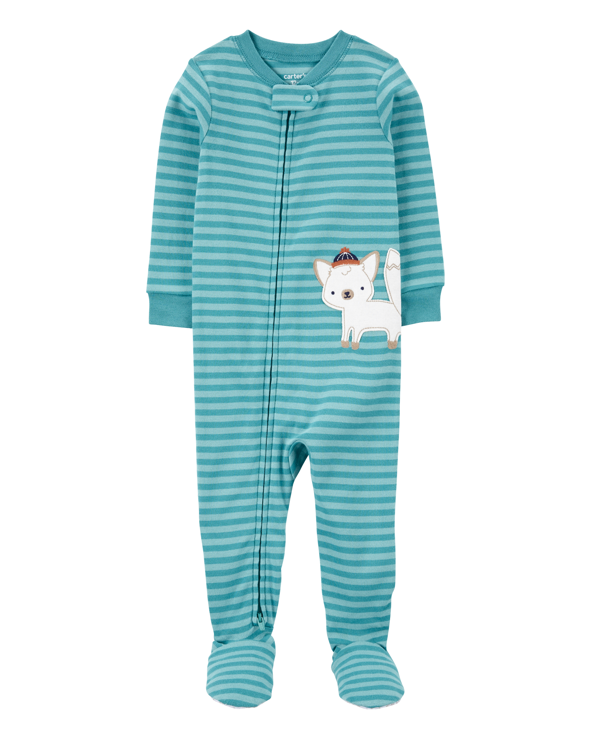 Toddler 1-Piece Wolf Striped 100% Snug Fit Cotton Footie Pyjamas