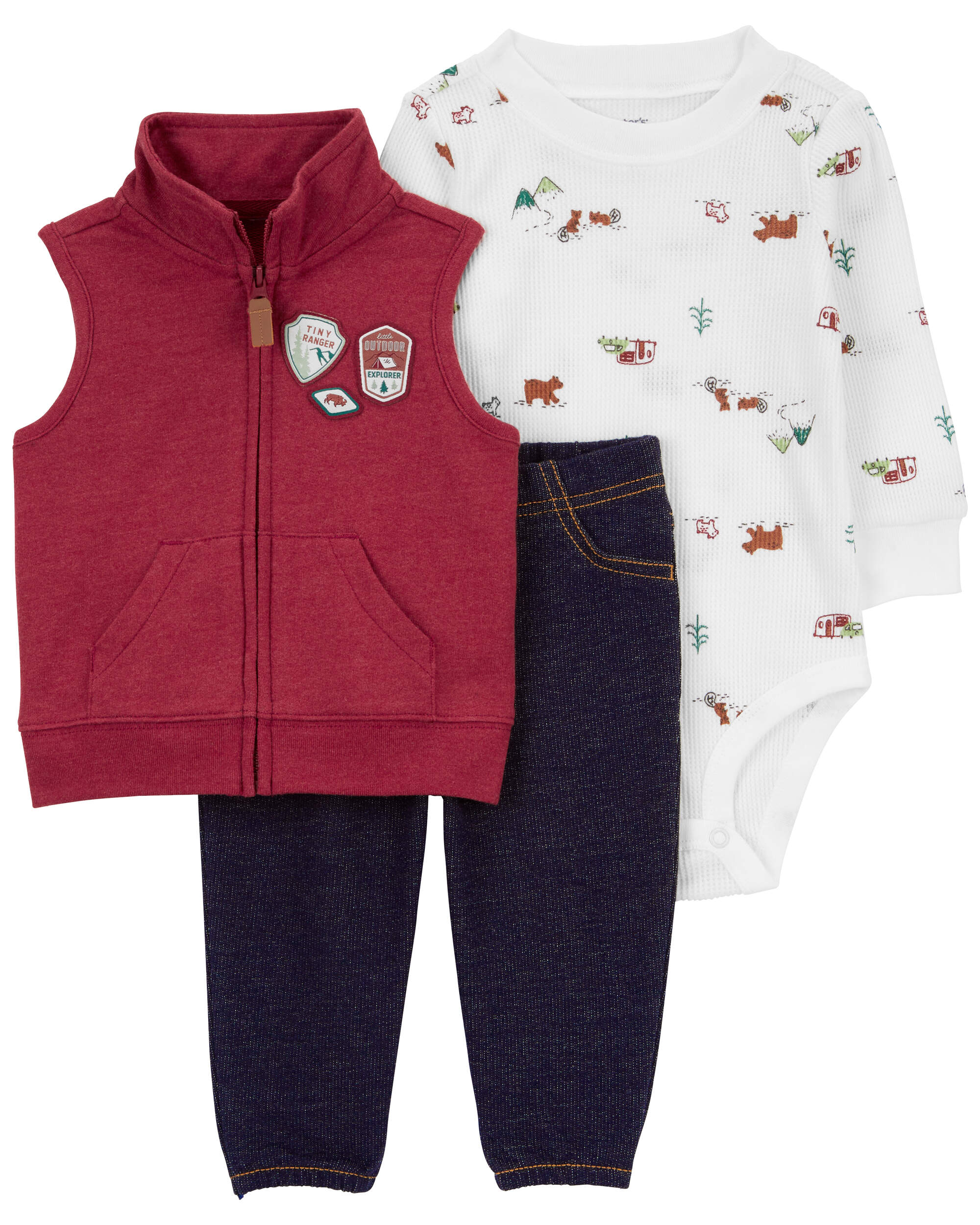 Baby 3-Piece Camping Ranger Little Vest Outfit Set