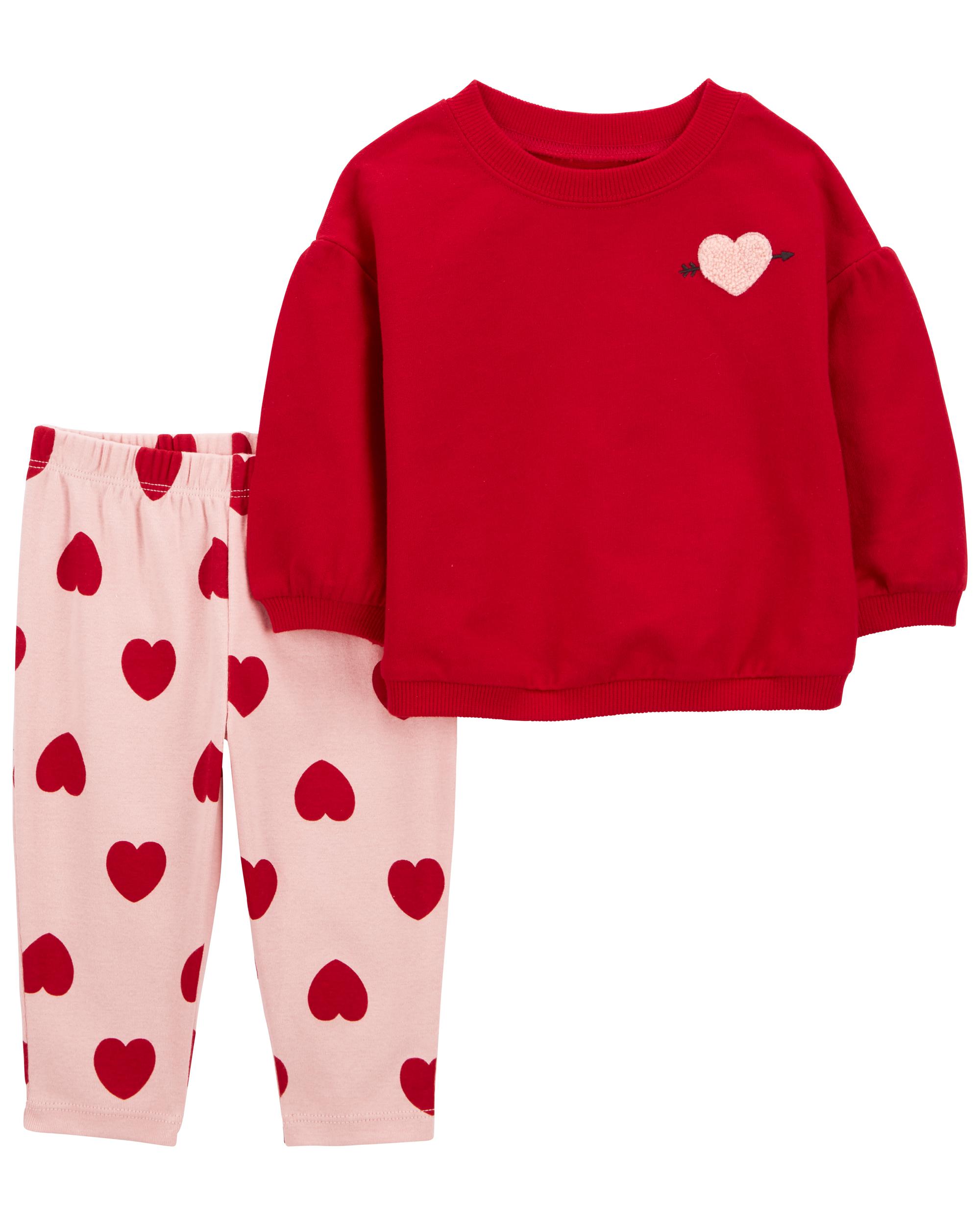 Red/Pink 2-Piece Heart Sweatshirt & Pant Set | Carter's Oshkosh Canada