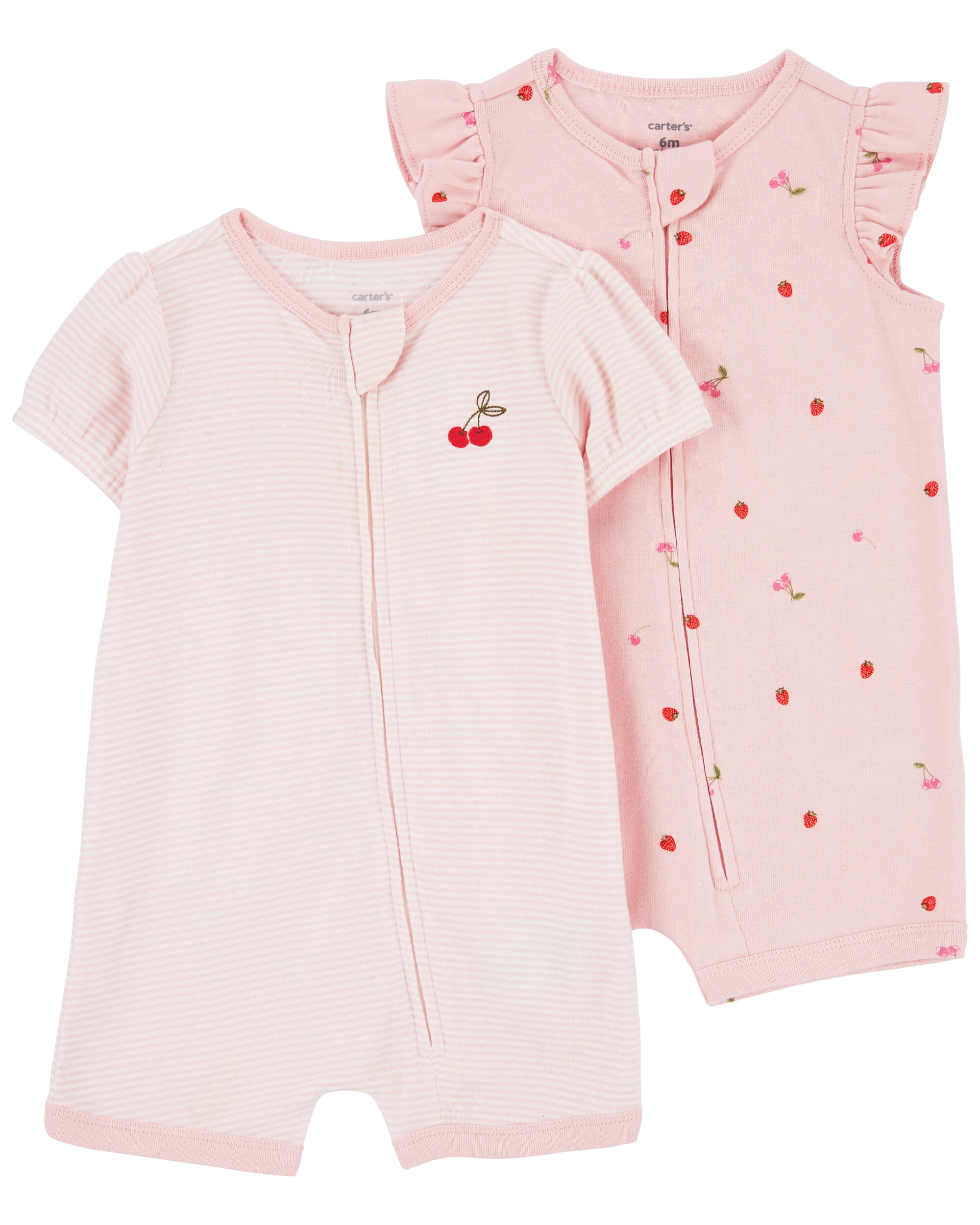 JoJo Maman Bébé Pink 2-Pack Pretty Baby Rompers