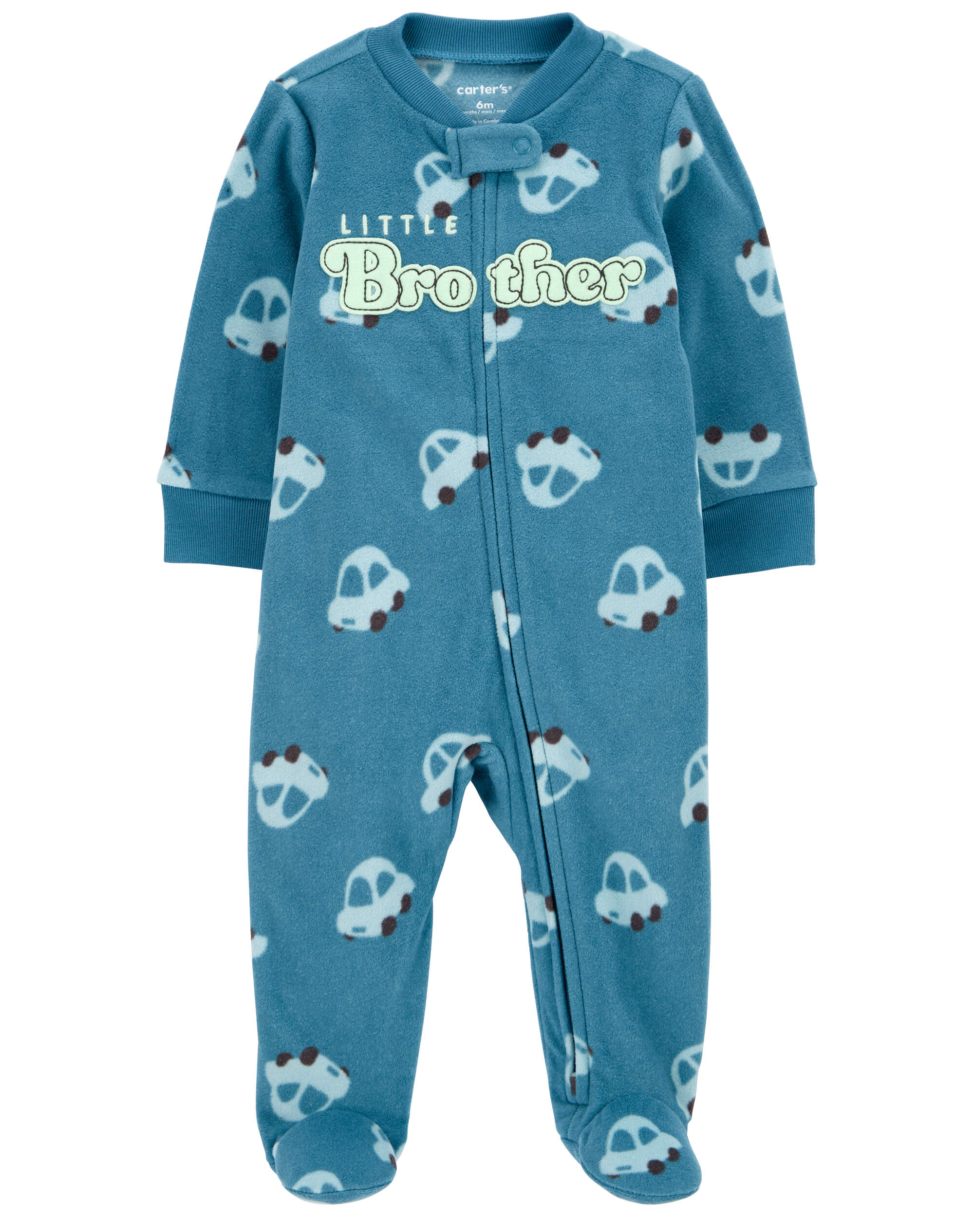 Baby Little Brother Fleece Zip-Up Footie Sleep & Play Pajamas