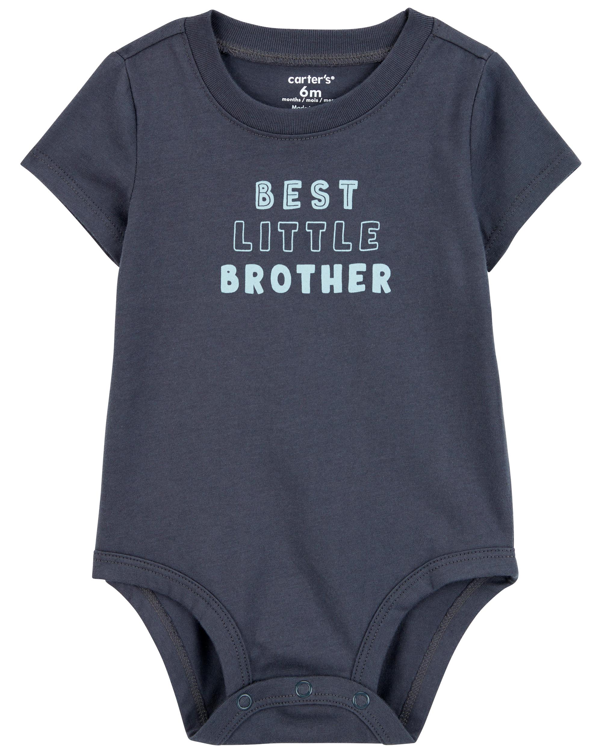 Baby Best Little Brother Short-Sleeve Bodysuit - Blue