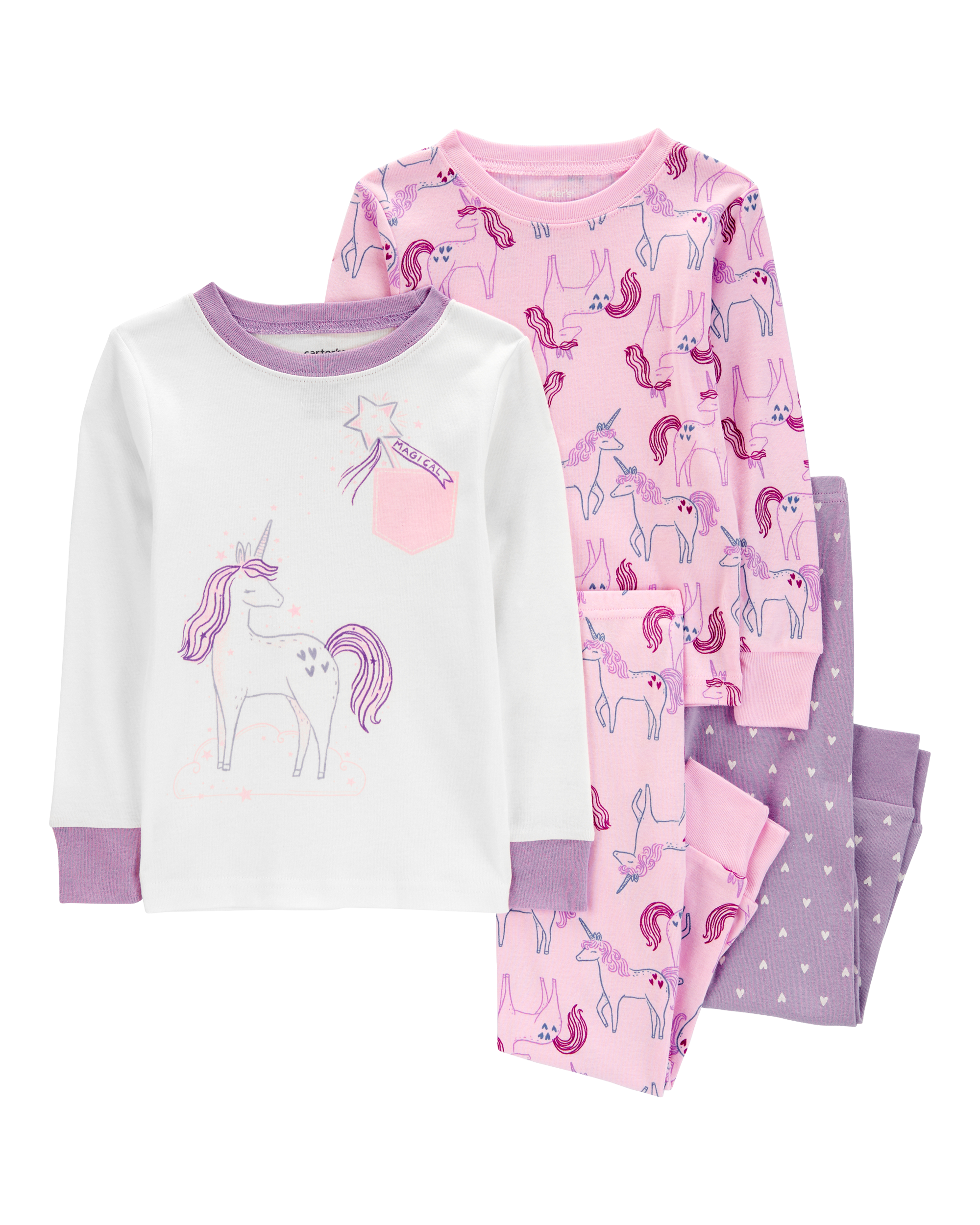 Baby 4-Piece Unicorn 100% Snug Fit Cotton Pyjamas