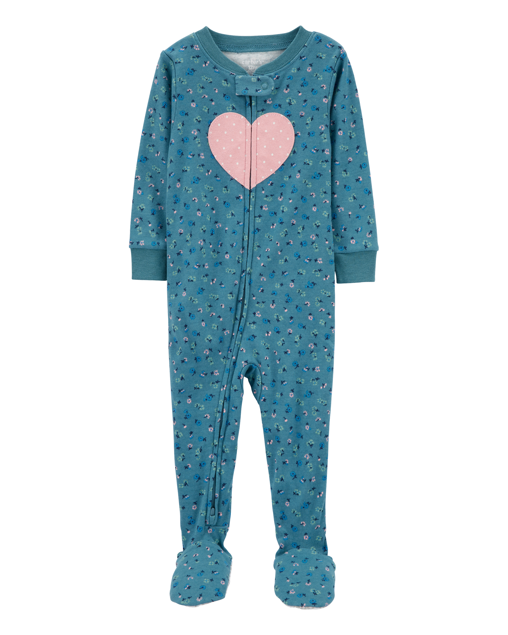 Toddler 1-Piece Heart 100% Snug Fit Cotton Footie Pyjamas