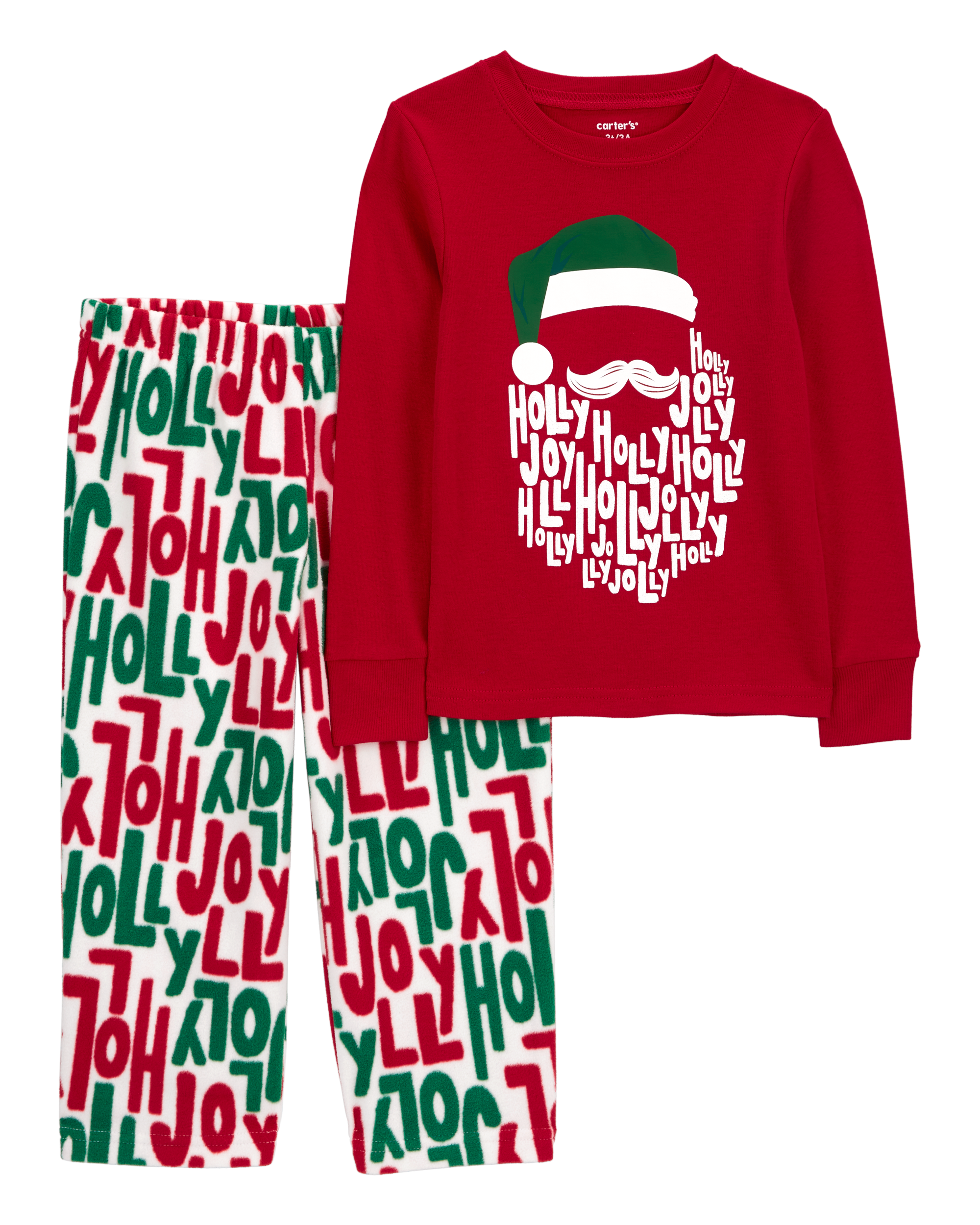 Toddler 2-Piece Holly Jolly Christmas Cotton & Fleece Pyjamas