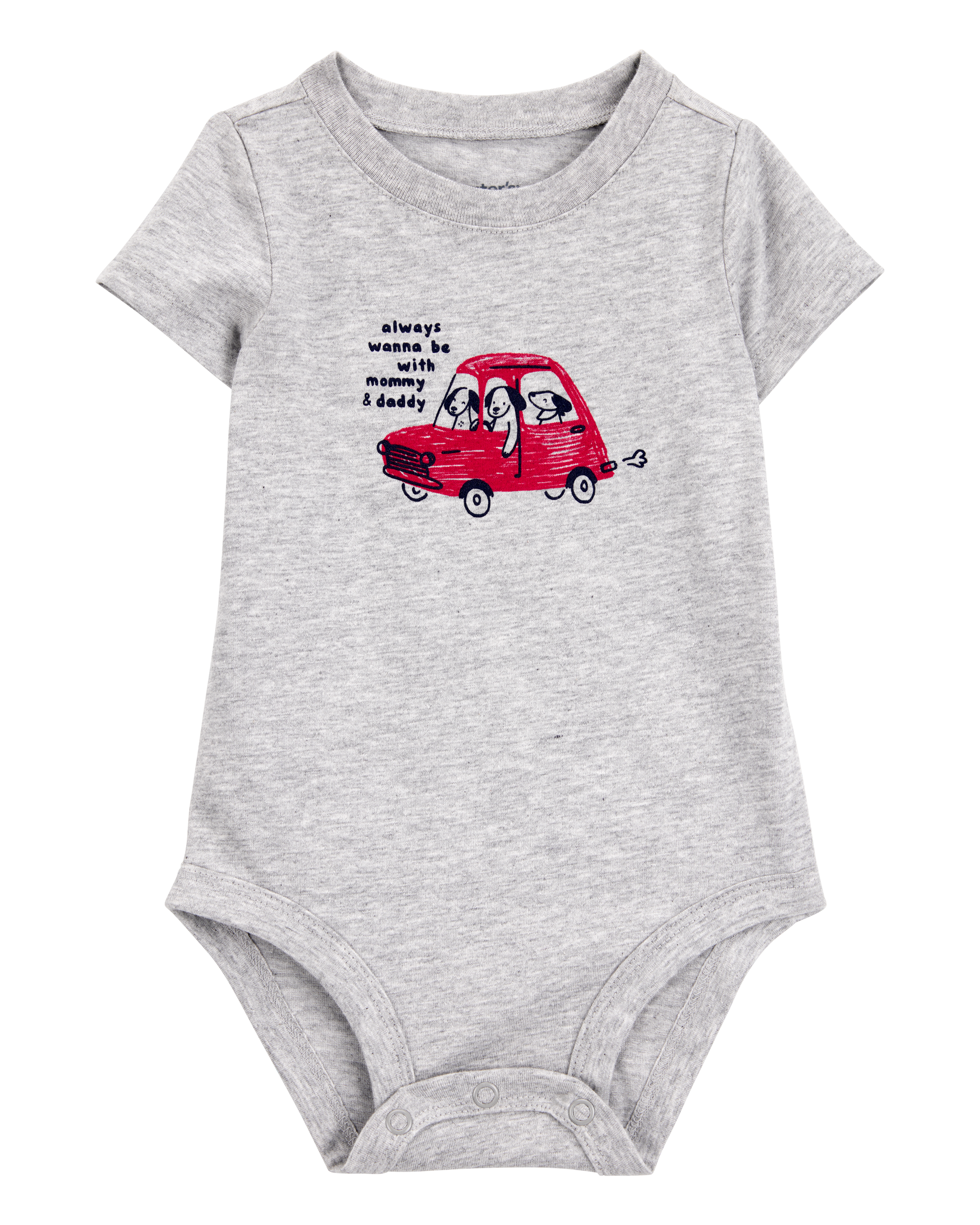 Baby Mommy And Daddy Dog Short-Sleeve Bodysuit