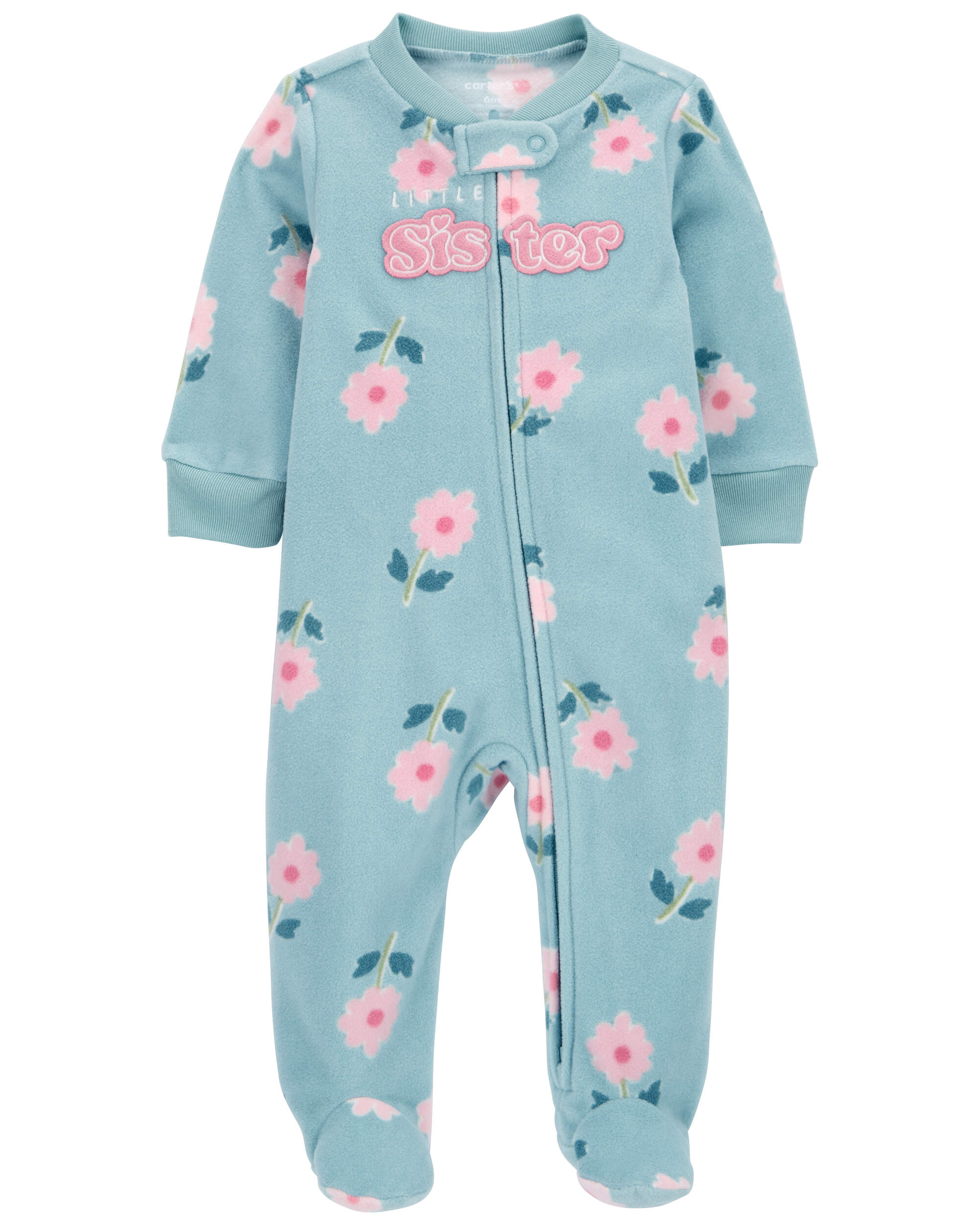 Baby Little Sister Zip-Up Fleece Footie Sleep & Play Pajamas