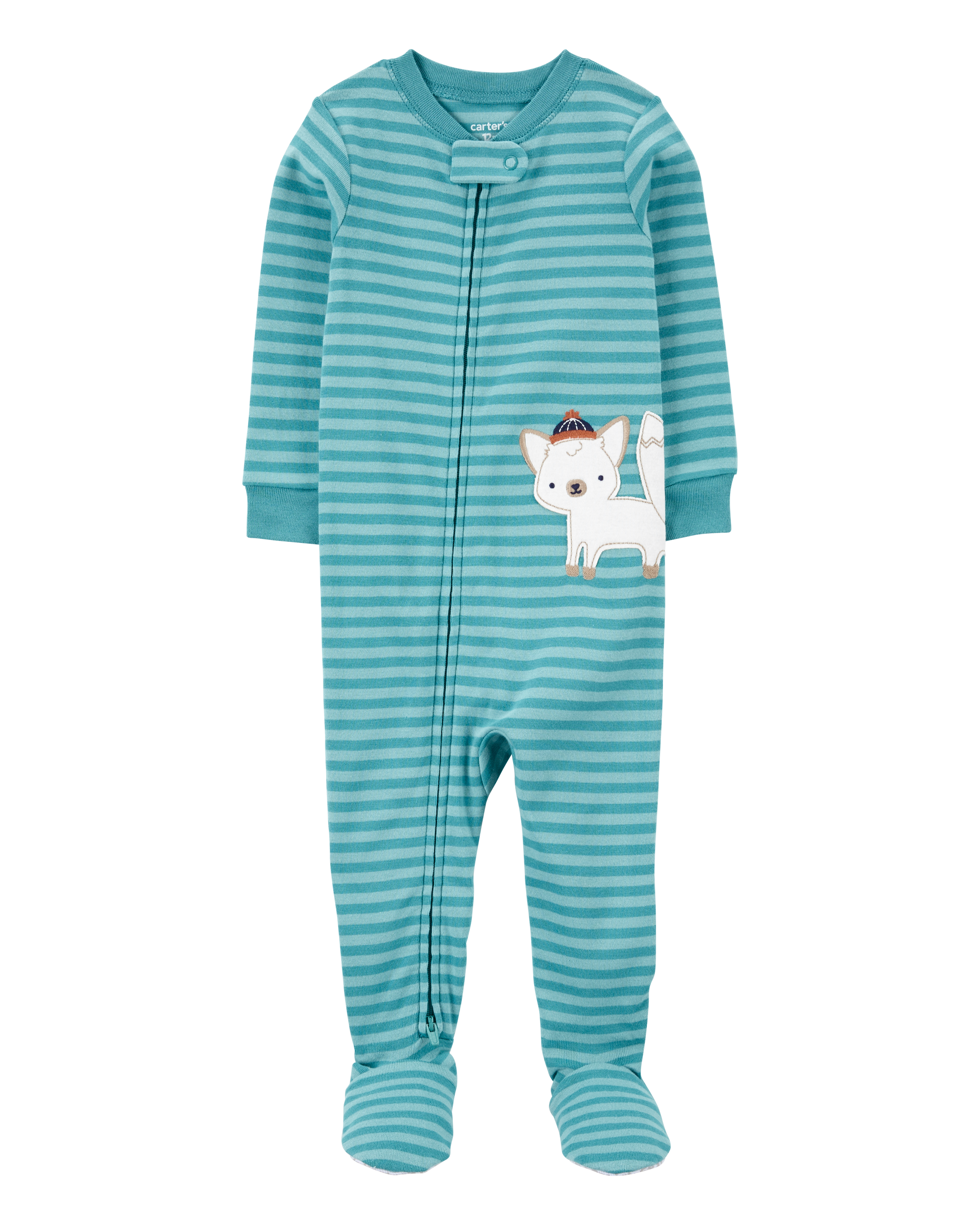 Baby 1-Piece Wolf Striped 100% Snug Fit Cotton Footie Pyjamas