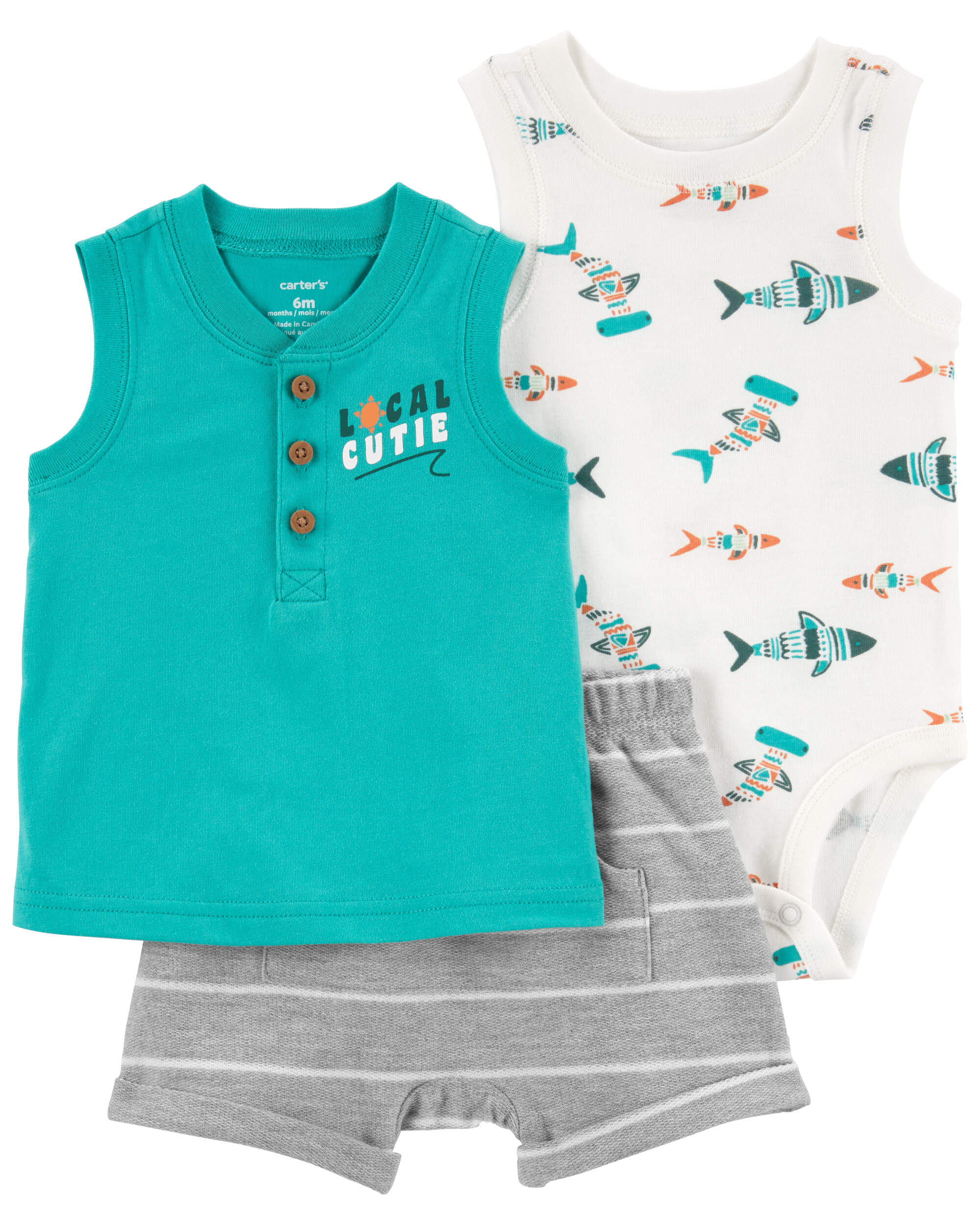 Baby 3-Piece Fish Little Short Set