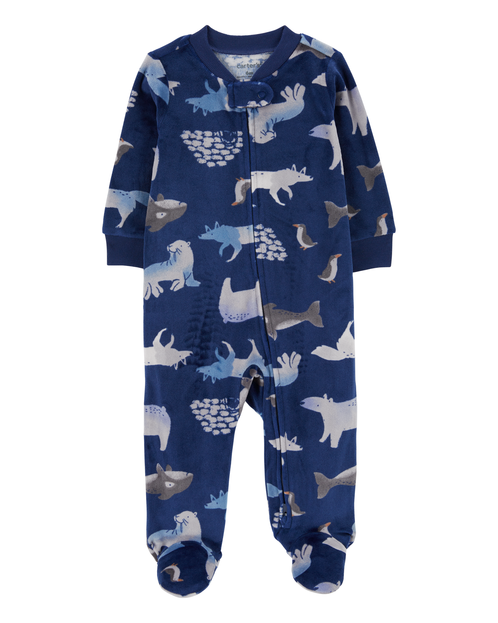 Baby Arctic Animals Zip-Up Fleece Sleeper Pyjamas