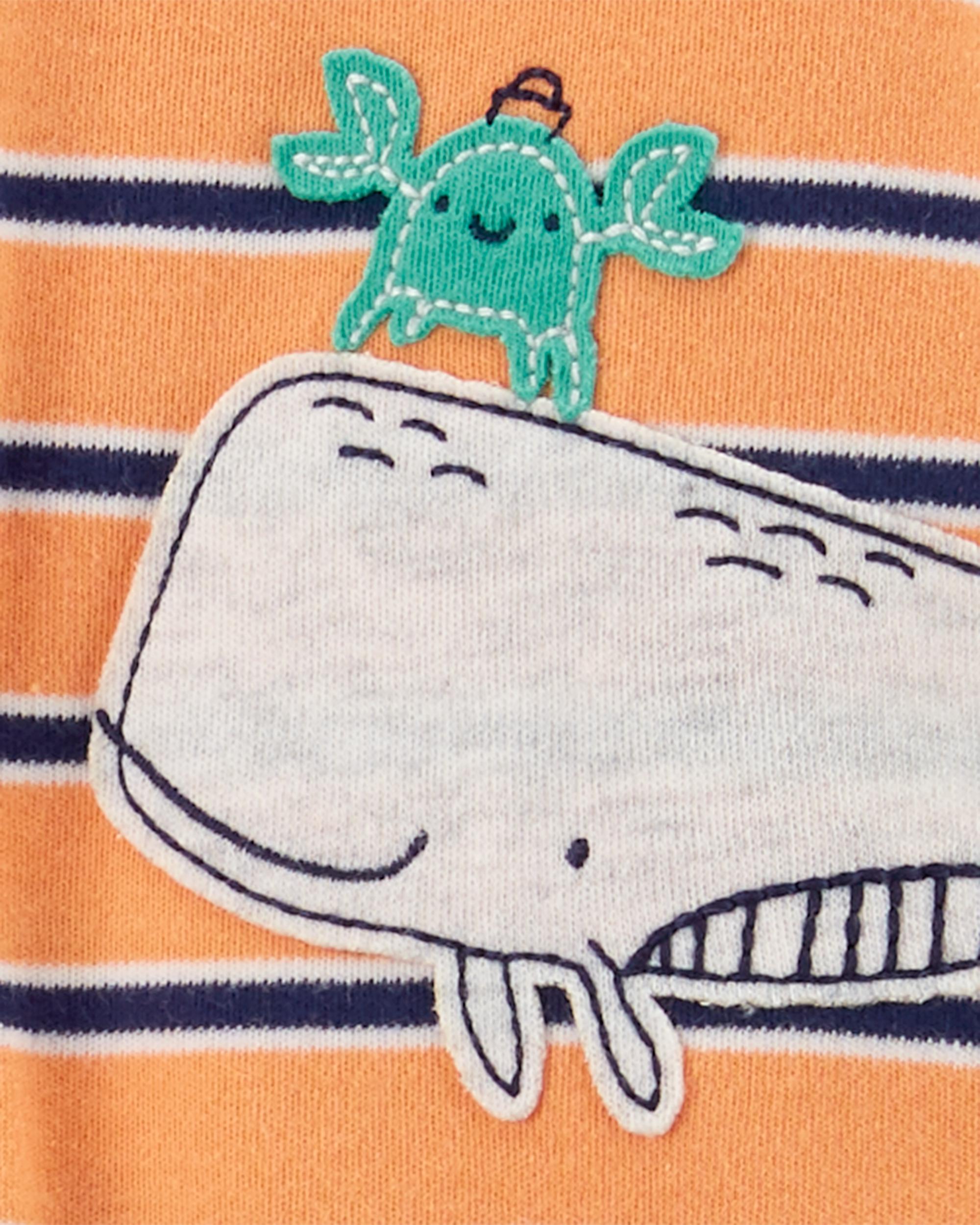 Baby Whale 2-Way Zip Cotton Sleeper Pyjamas