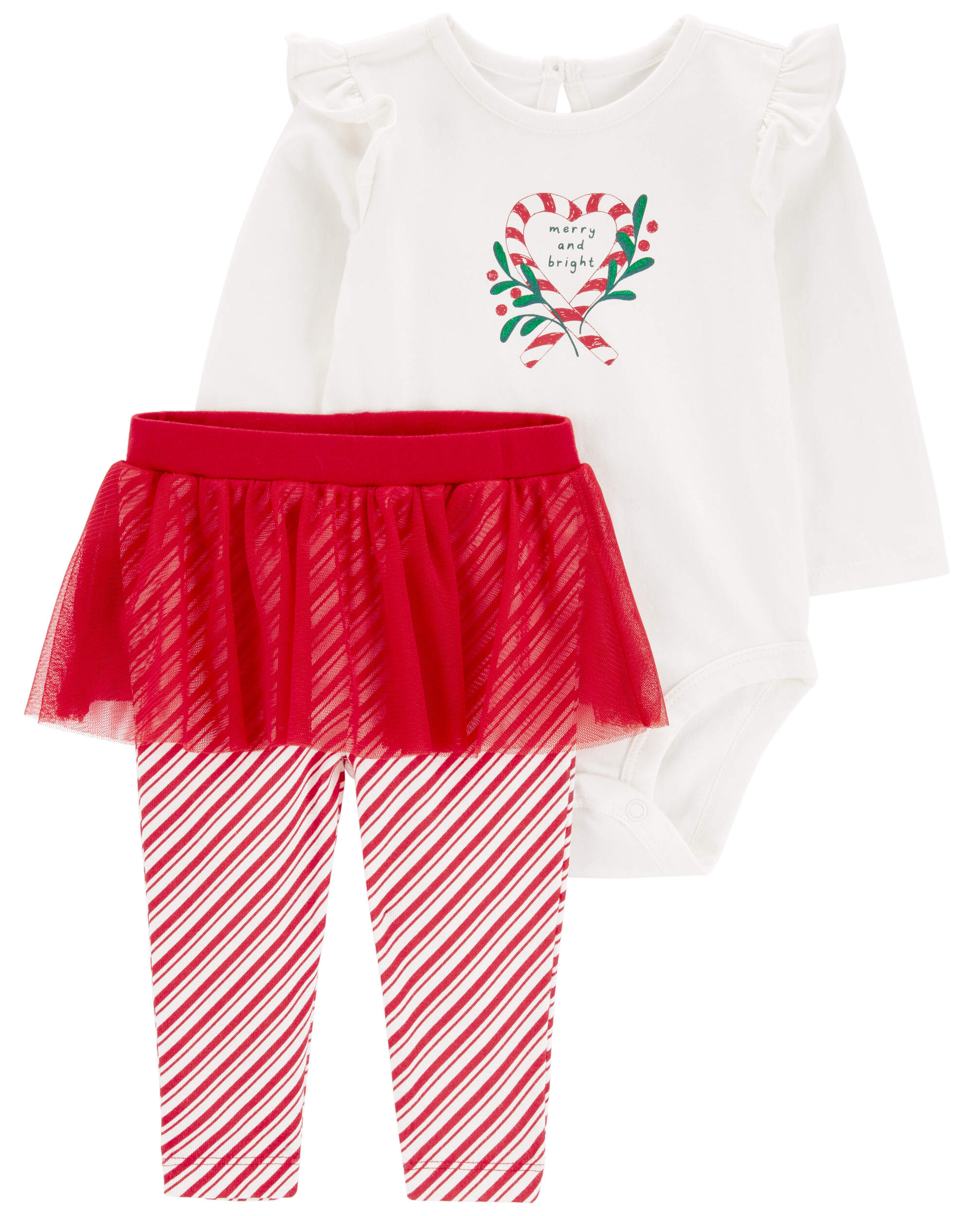 Baby 2-Piece Christmas Bodysuit & Tutu Pant Set