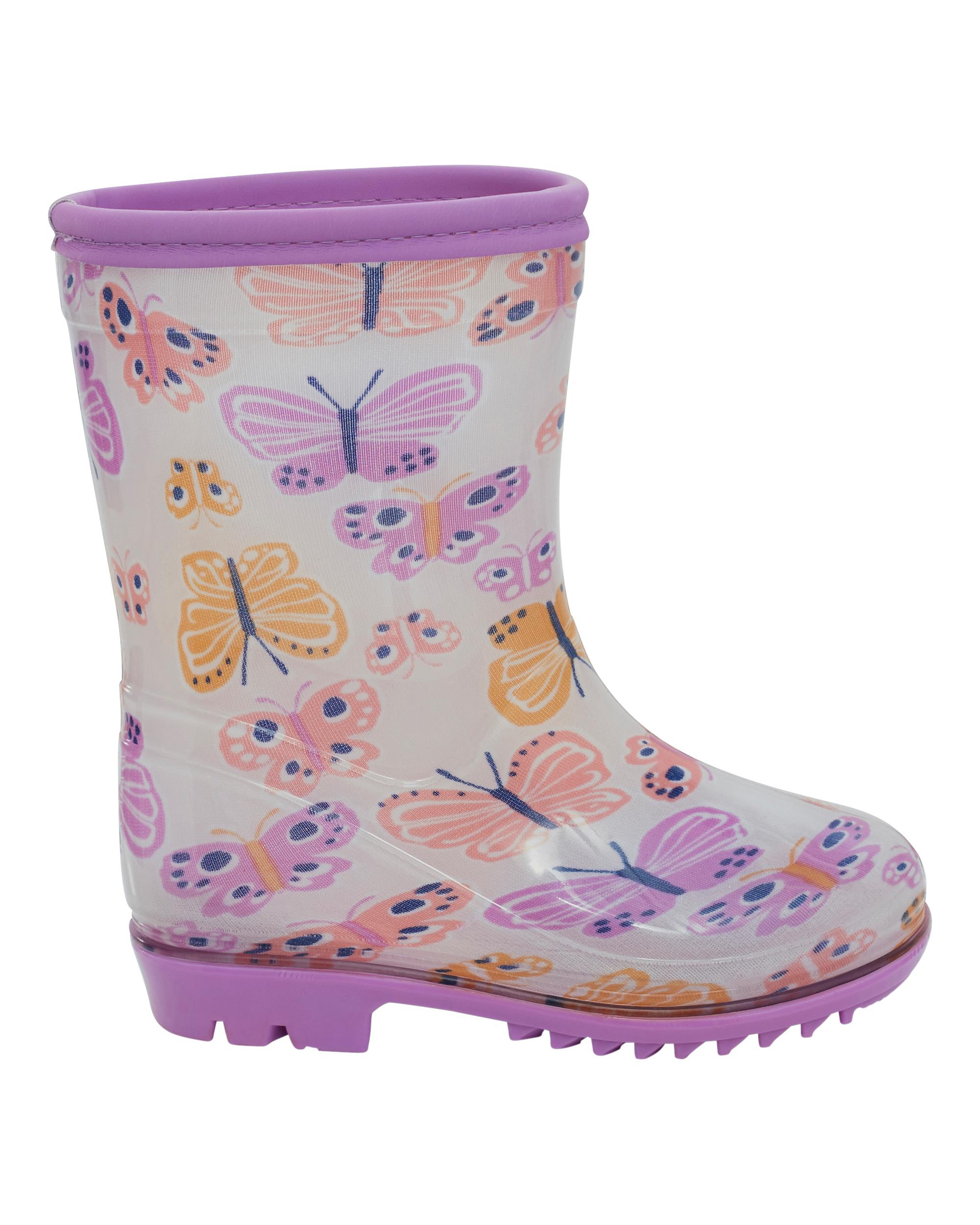 Toddler Butterfly Print Rain Boots