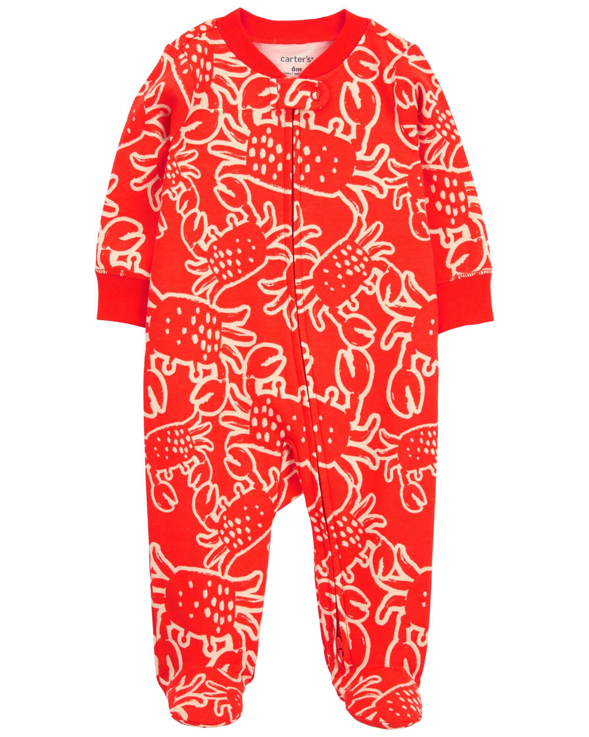 Baby Crab Snap-Up Cotton Sleeper Pyjamas