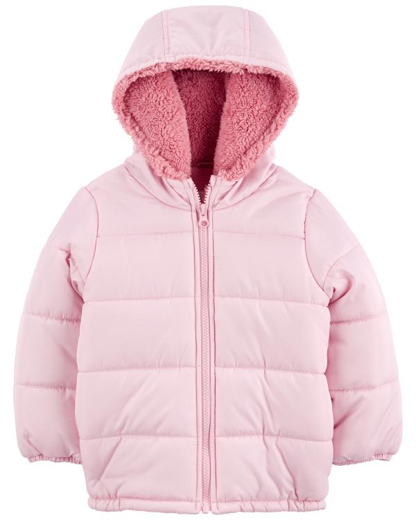 Fleece lined - pixie hooded - jacket - electric - Pink