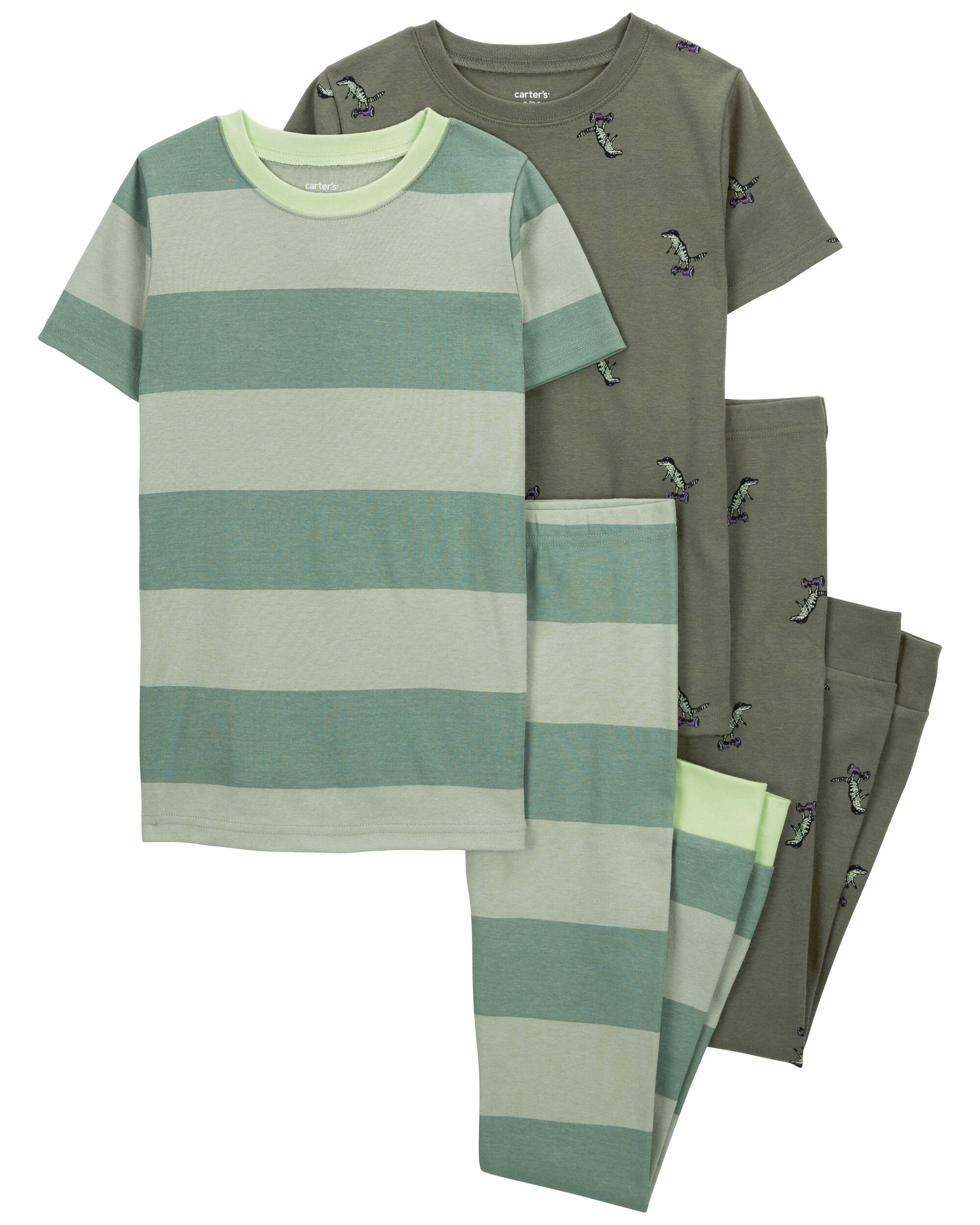 Kid 4-Piece Rugby Stripe 100% Snug Fit Cotton Pyjamas