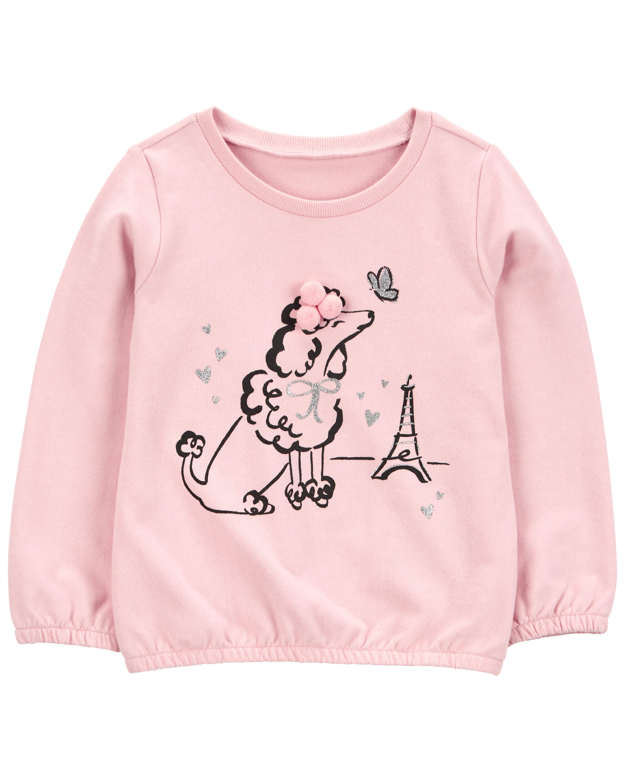 Toddler Dog Knit Long-Sleeve Fashion Top - Pink