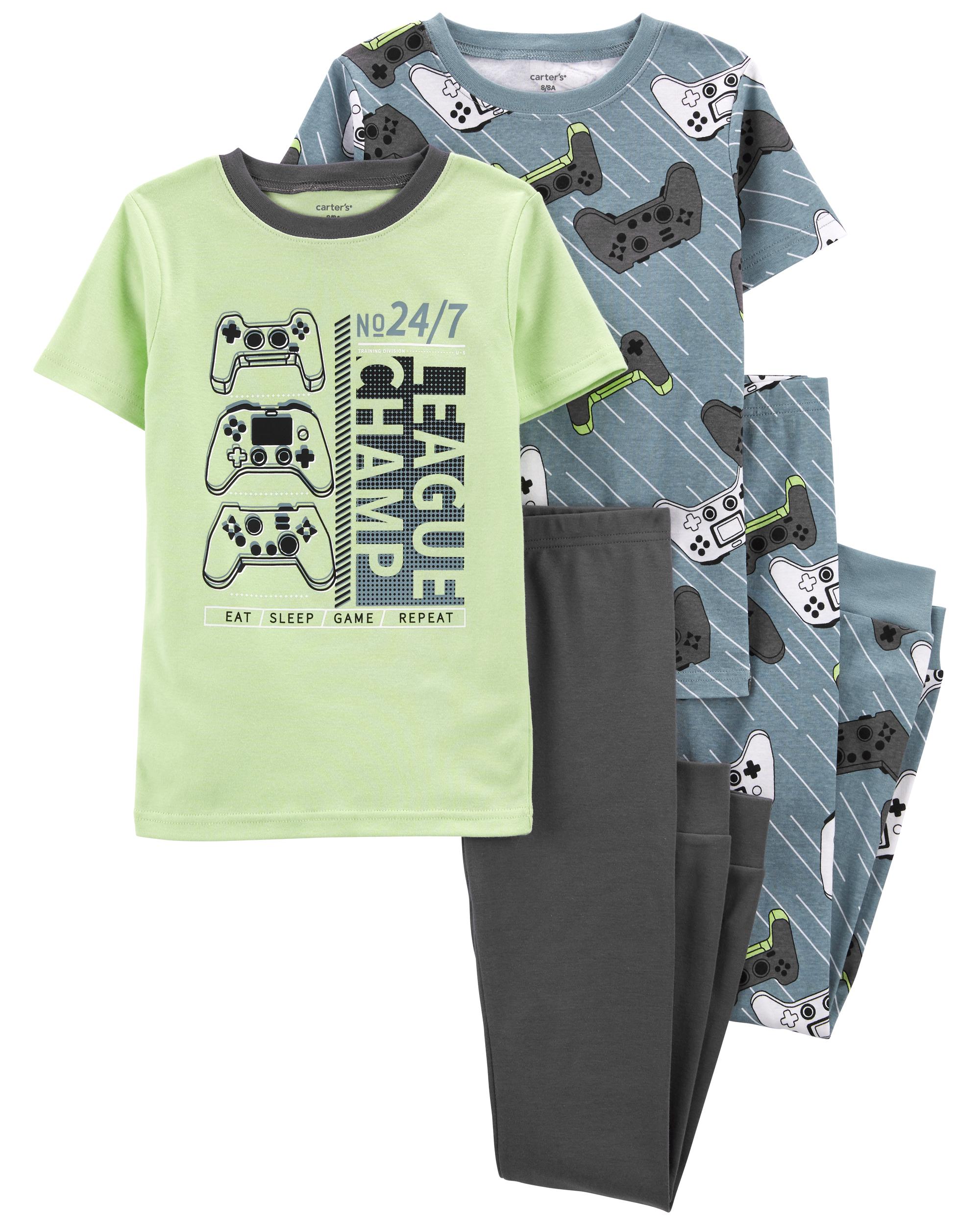 Green 4-Piece Gamer 100% Snug Fit Cotton Pyjamas | carters.com