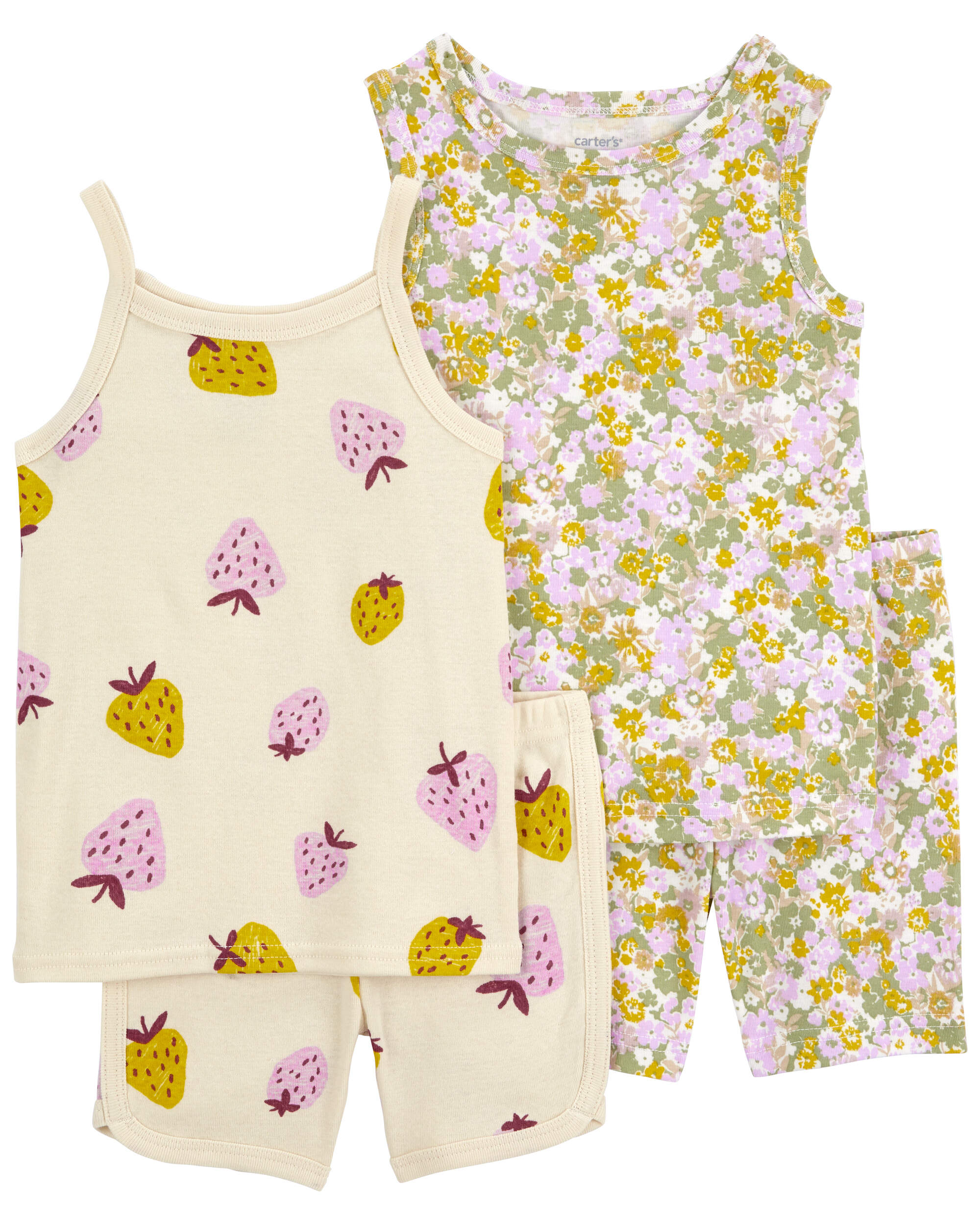 Toddler 4-Piece Floral & Strawberry-Print Pyjama set