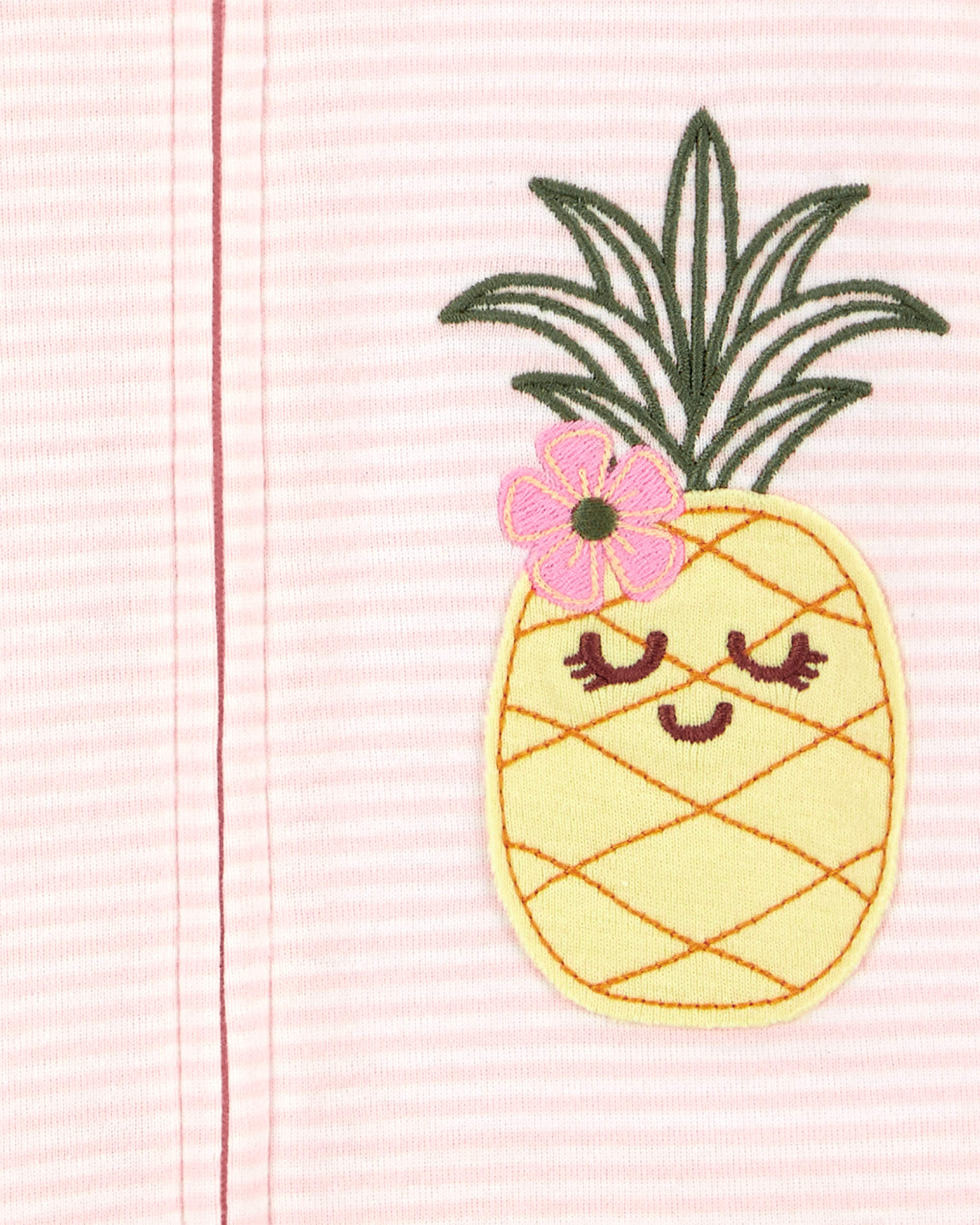 Pink 1-Piece Pineapple 100% Snug Fit Cotton Romper Pyjamas