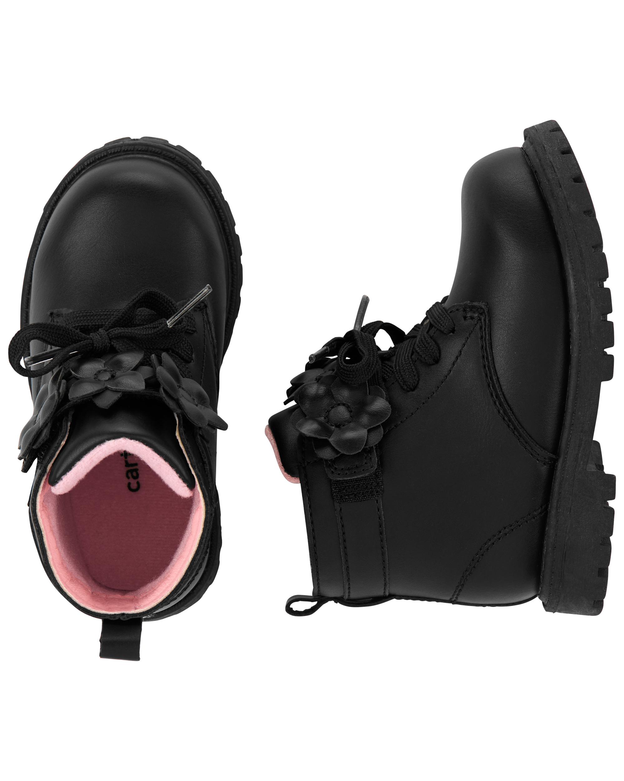 Kids black military discount boots