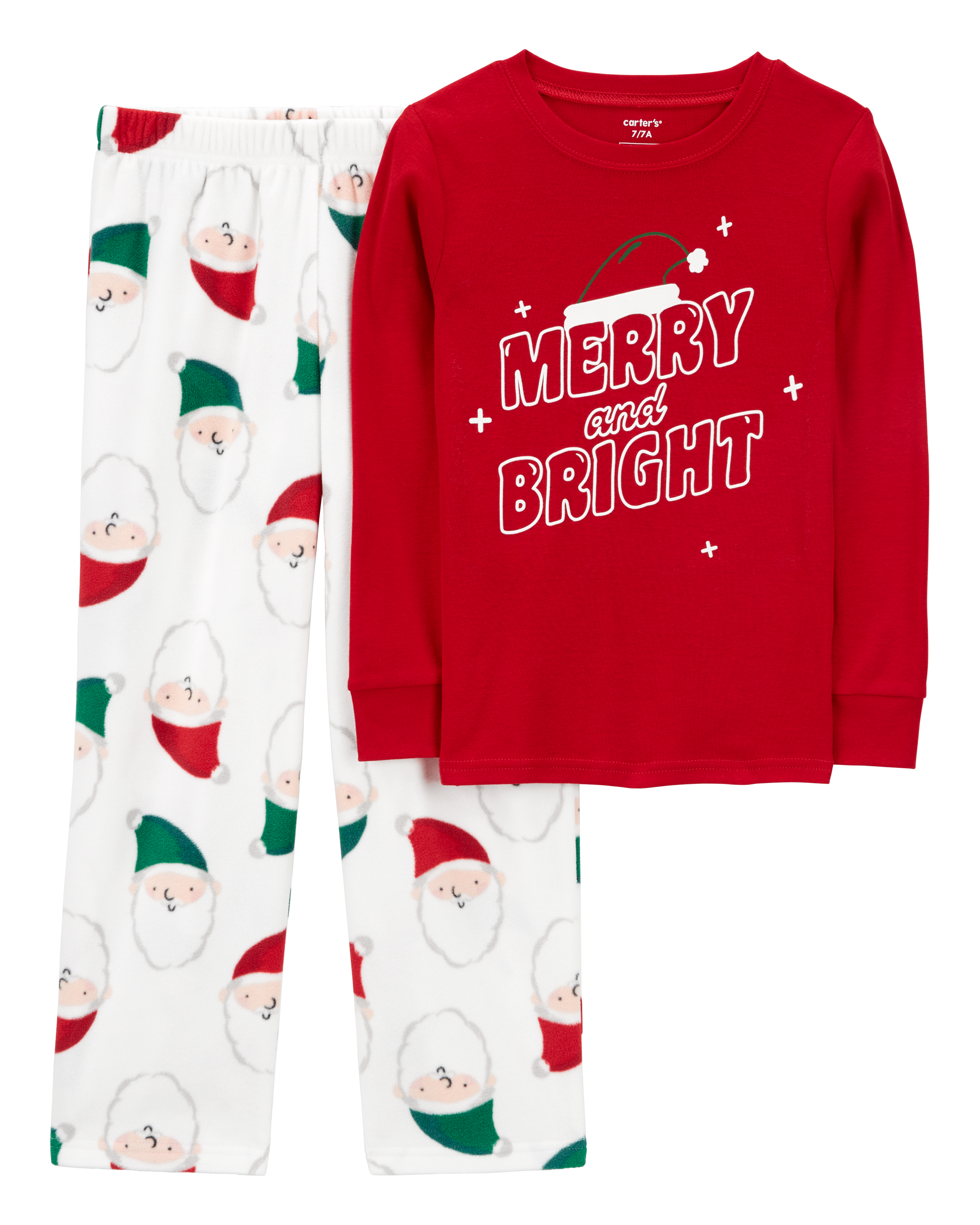 Kid 2-Piece Santa Fleece & Cotton Pyjamas