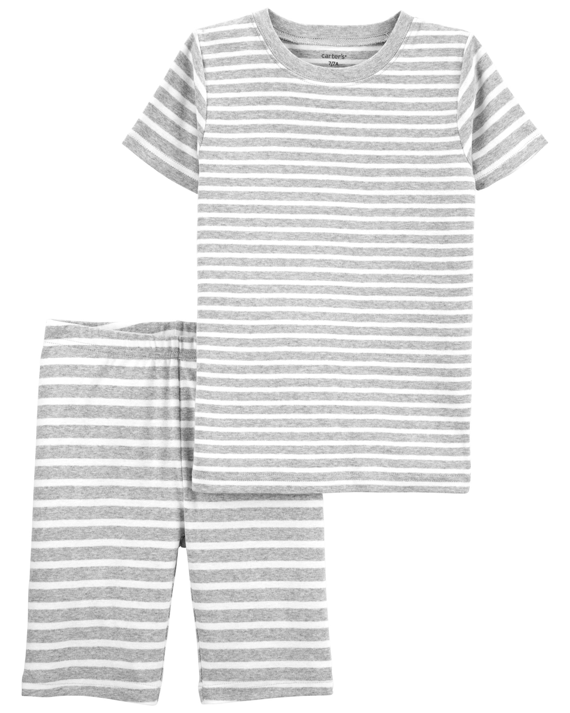 Grey 2-Piece Striped 100% Snug Fit Cotton Pyjamas