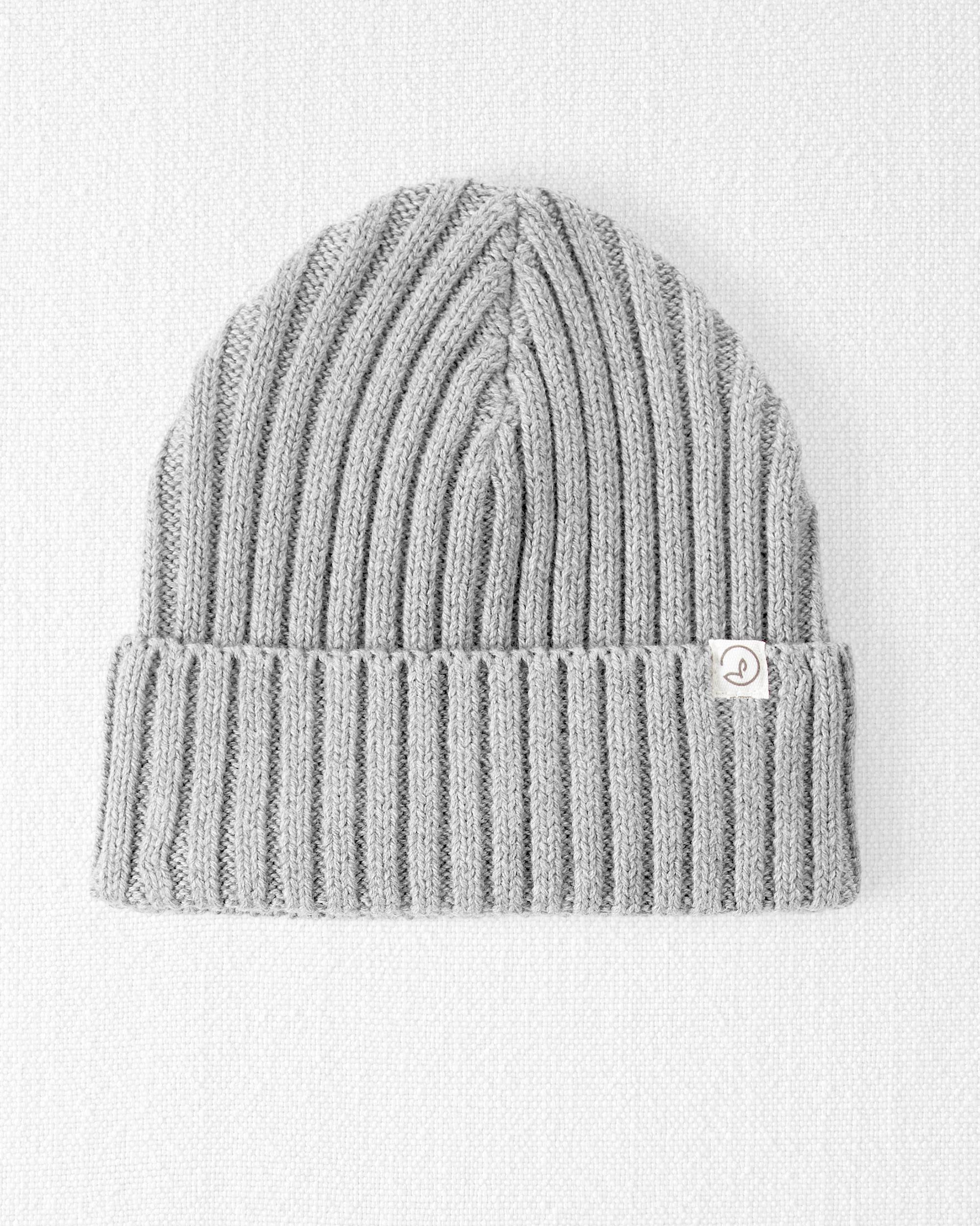 Grey Heather Toddler Organic Cotton Ribbed Knit Beanie | Carter's 