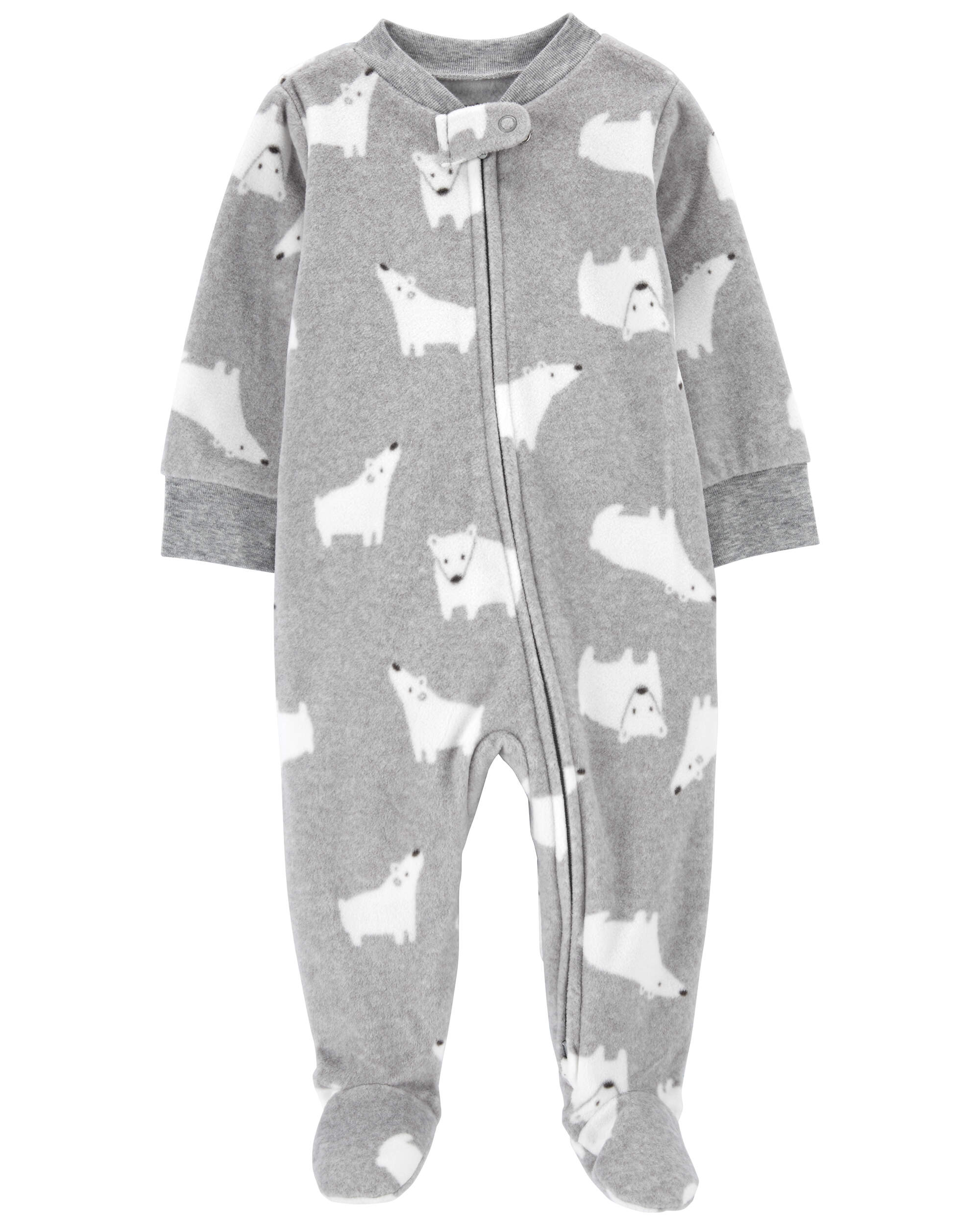 Baby Grey Polar Bear Fleece Sleep and Play