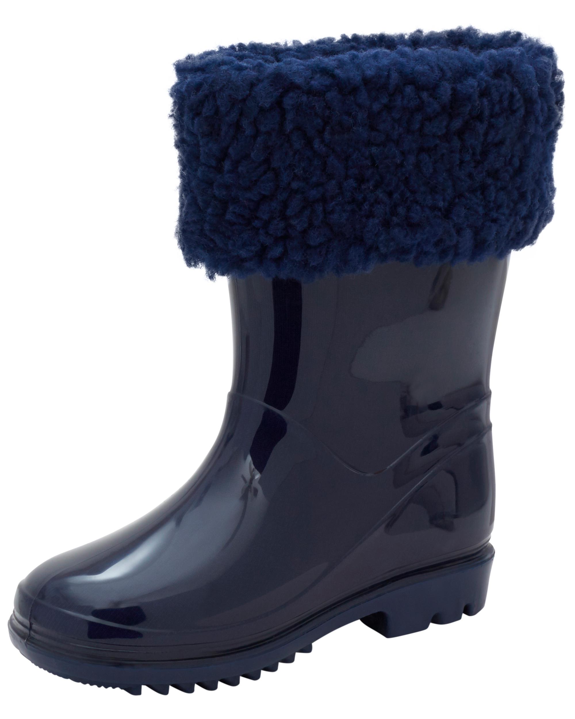 Faux Fur-Lined Rain Boots