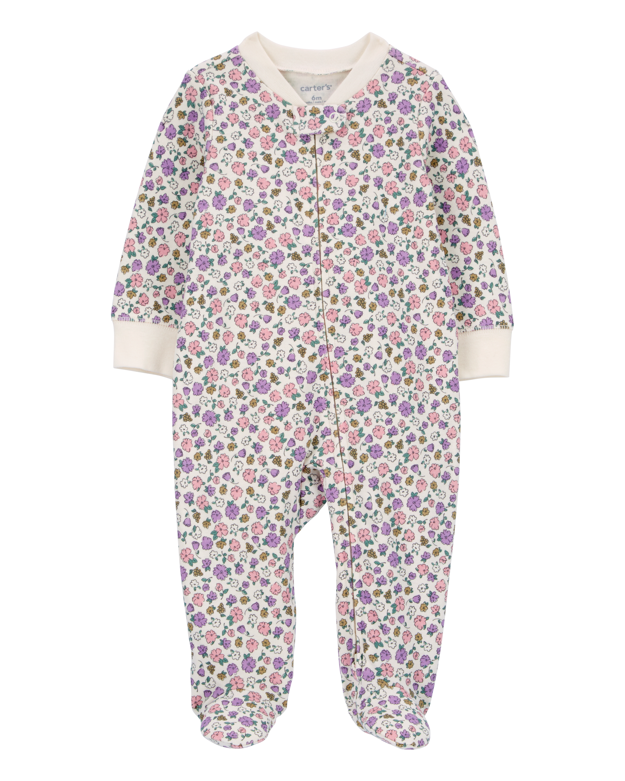 Baby Floral 2-Way Zip Cotton Sleeper Pyjamas