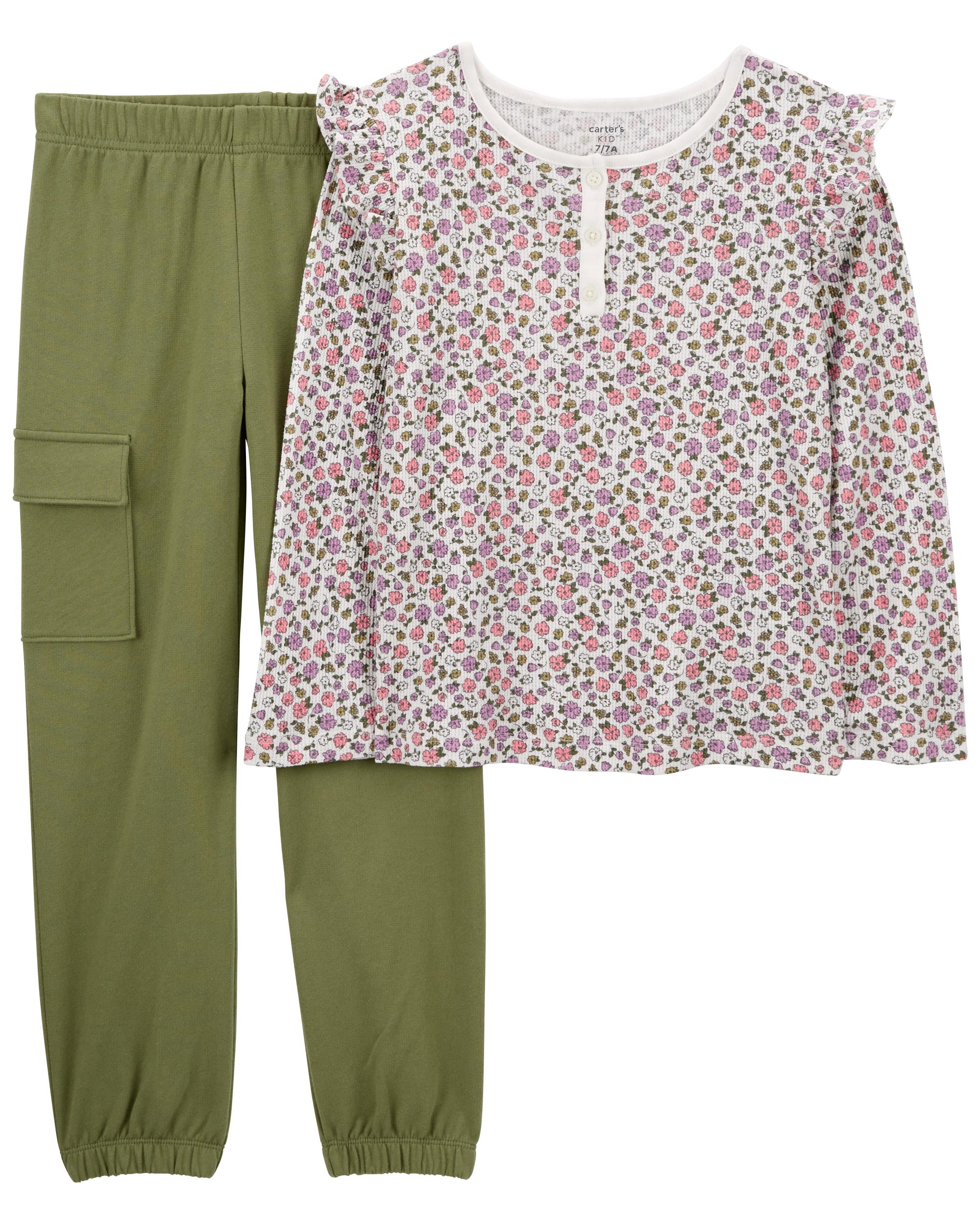 2-Piece Floral Top & Pant Set