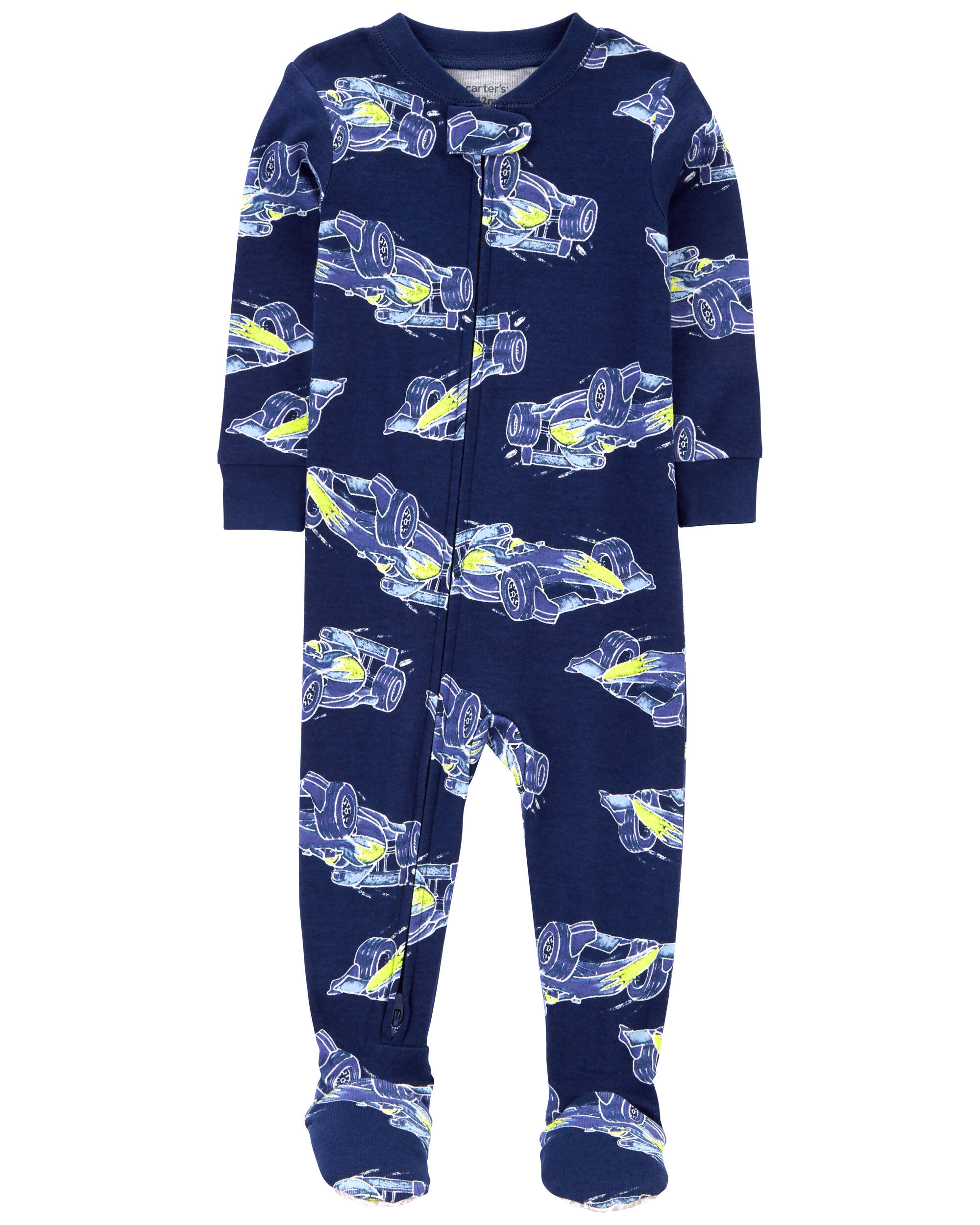 Toddler 1-Piece Race Car 100% Snug Fit Cotton Footie Pyjamas