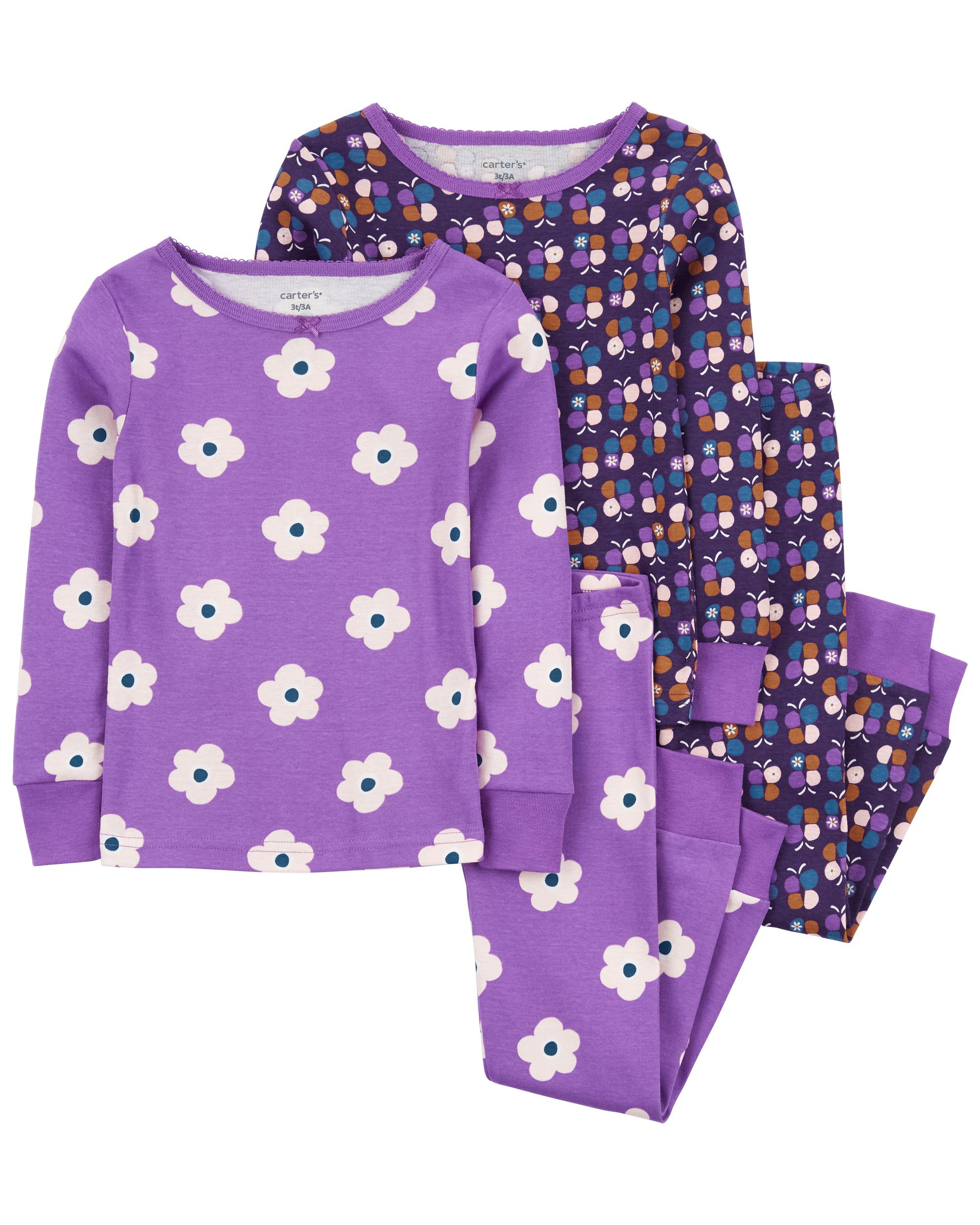Baby 4-Piece Flowers 100% Snug Fit Cotton Pyjamas