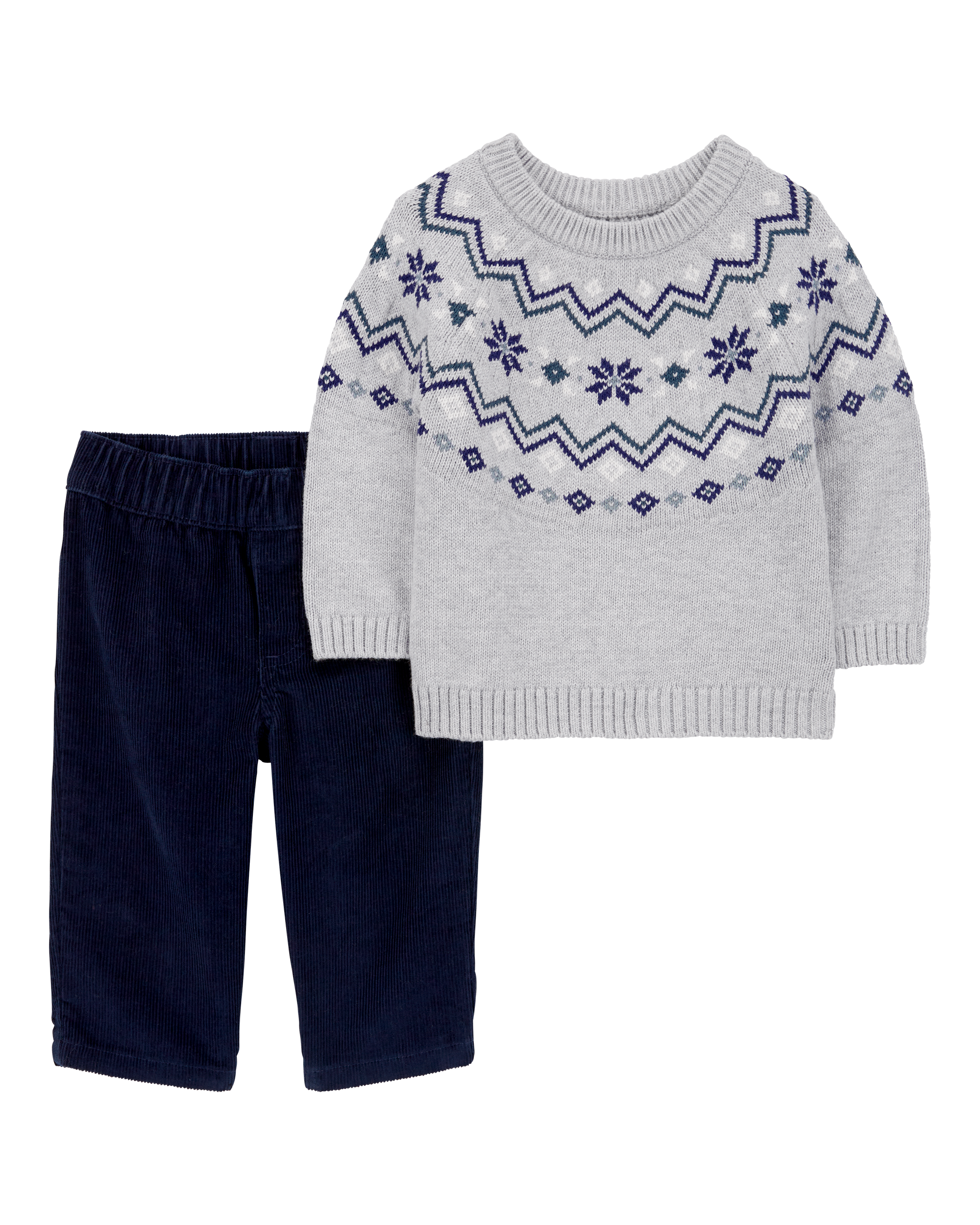 Baby 2-Piece Fair Isle Sweater & Corduroy Pant Set