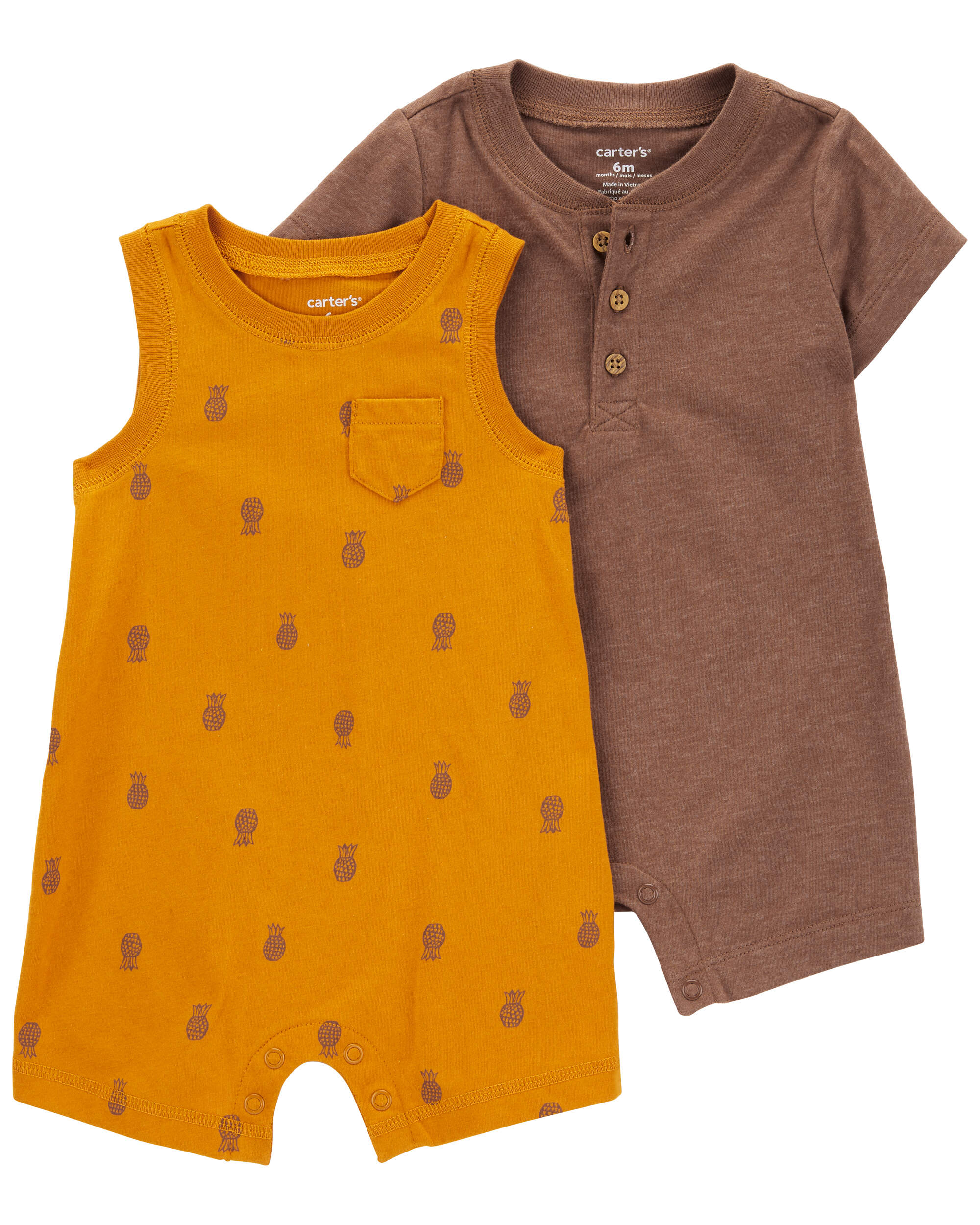 Multi 2-Pack Cotton Rompers | Carter's Oshkosh Canada