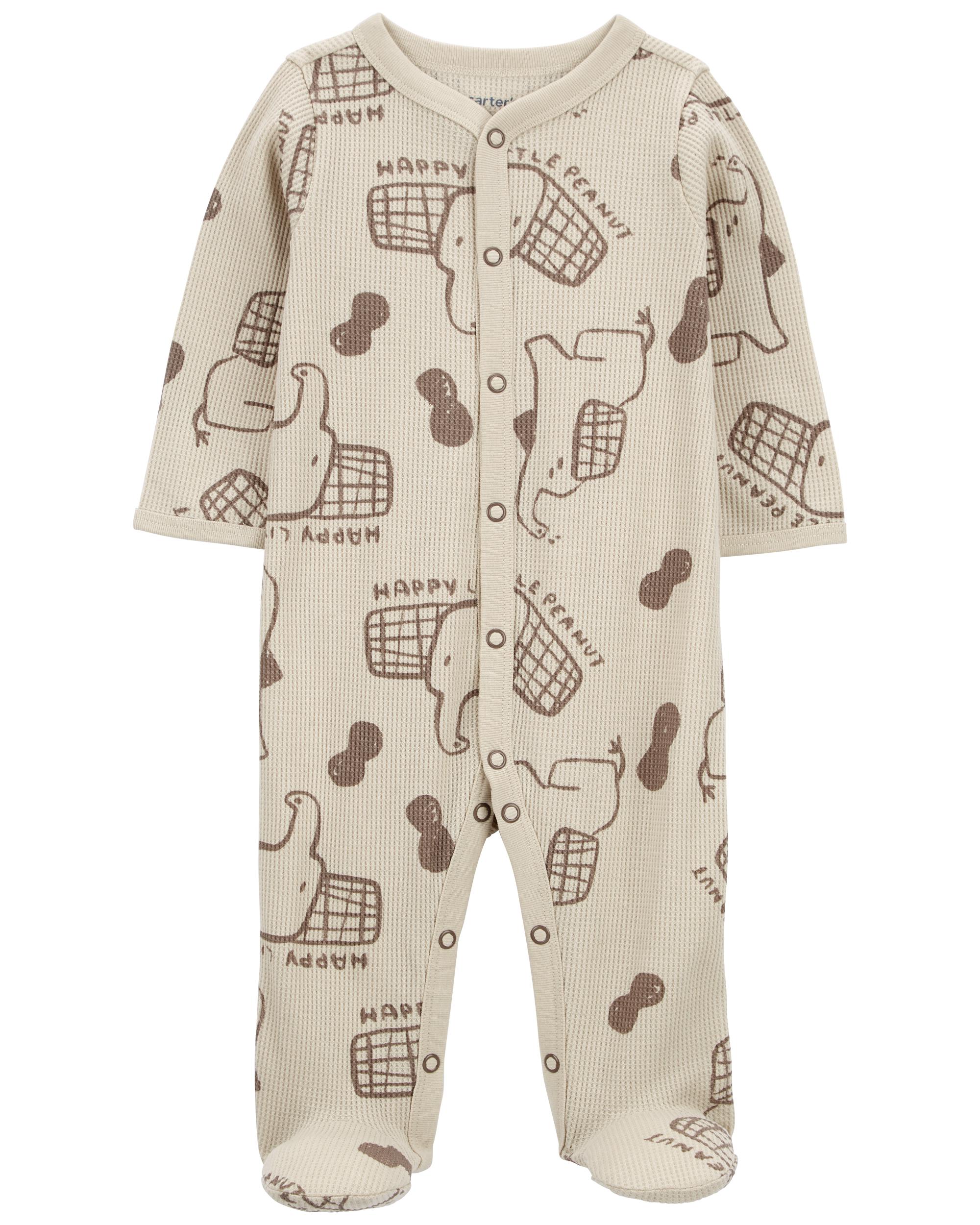 Baby Elephant Snap-Up Thermal Sleeper Pyjamas