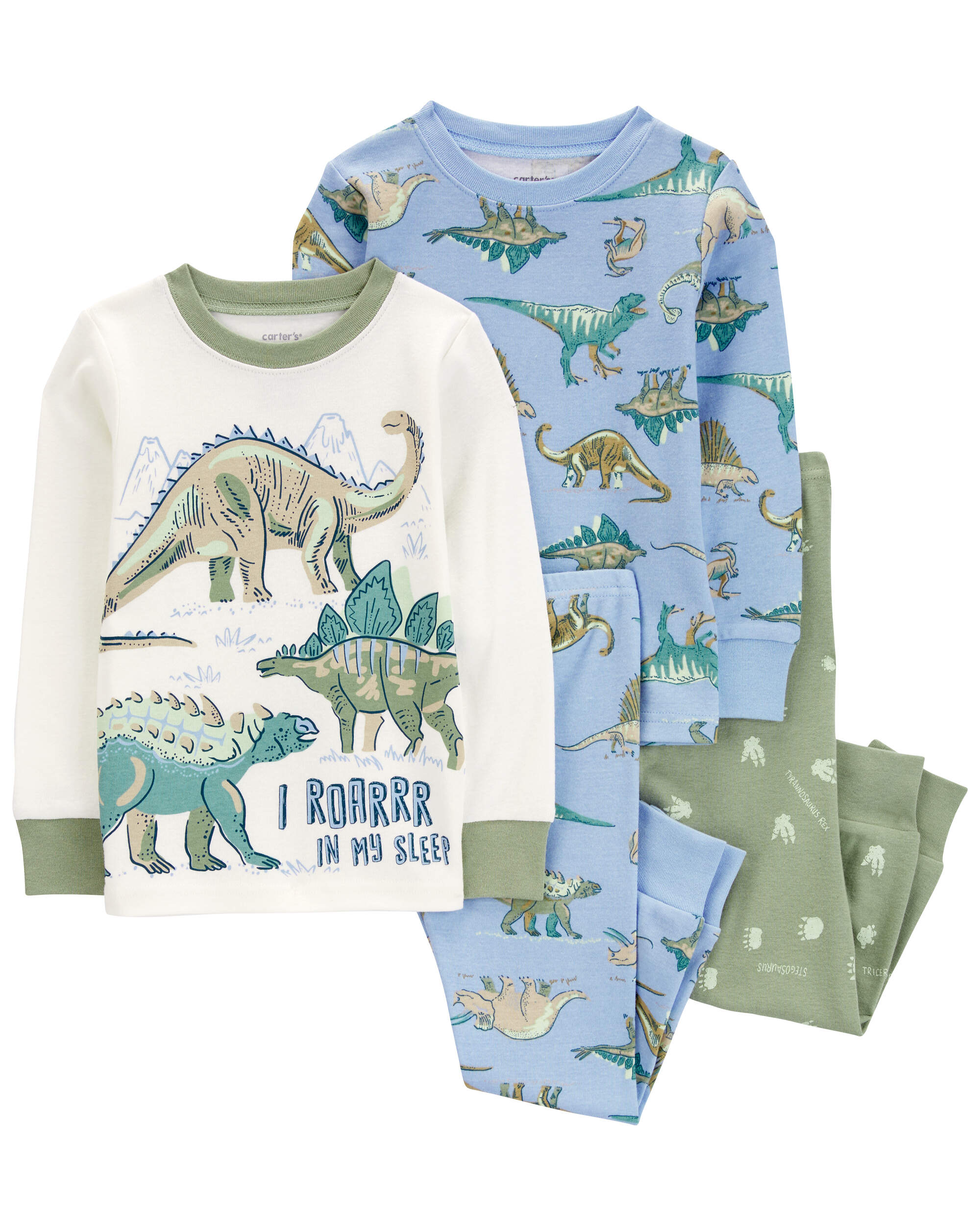 Toddler 4-Piece Dinosaur 100% Snug Fit Cotton Pyjamas