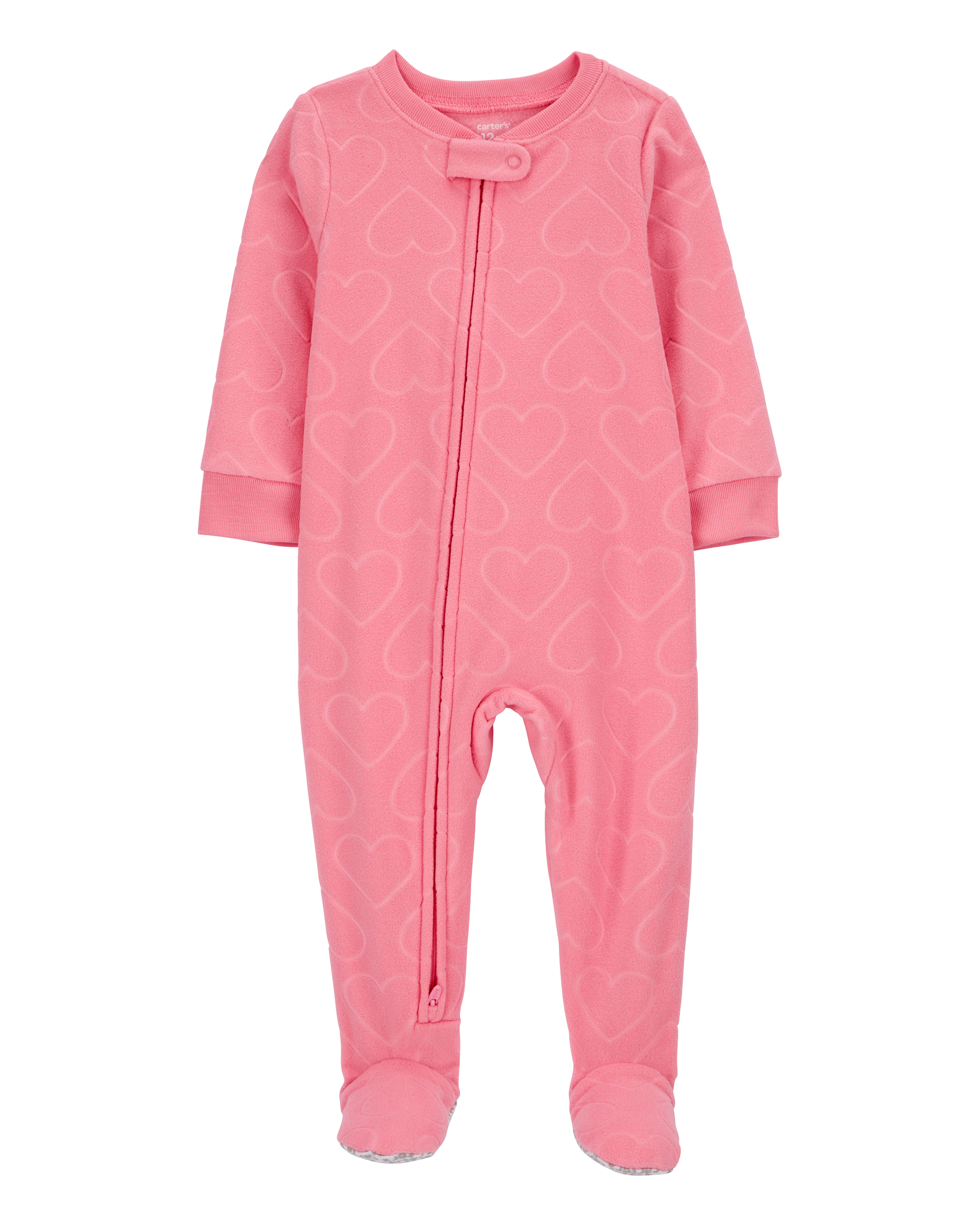 Toddler 1-Piece Hearts Fleece Footie Pyjamas