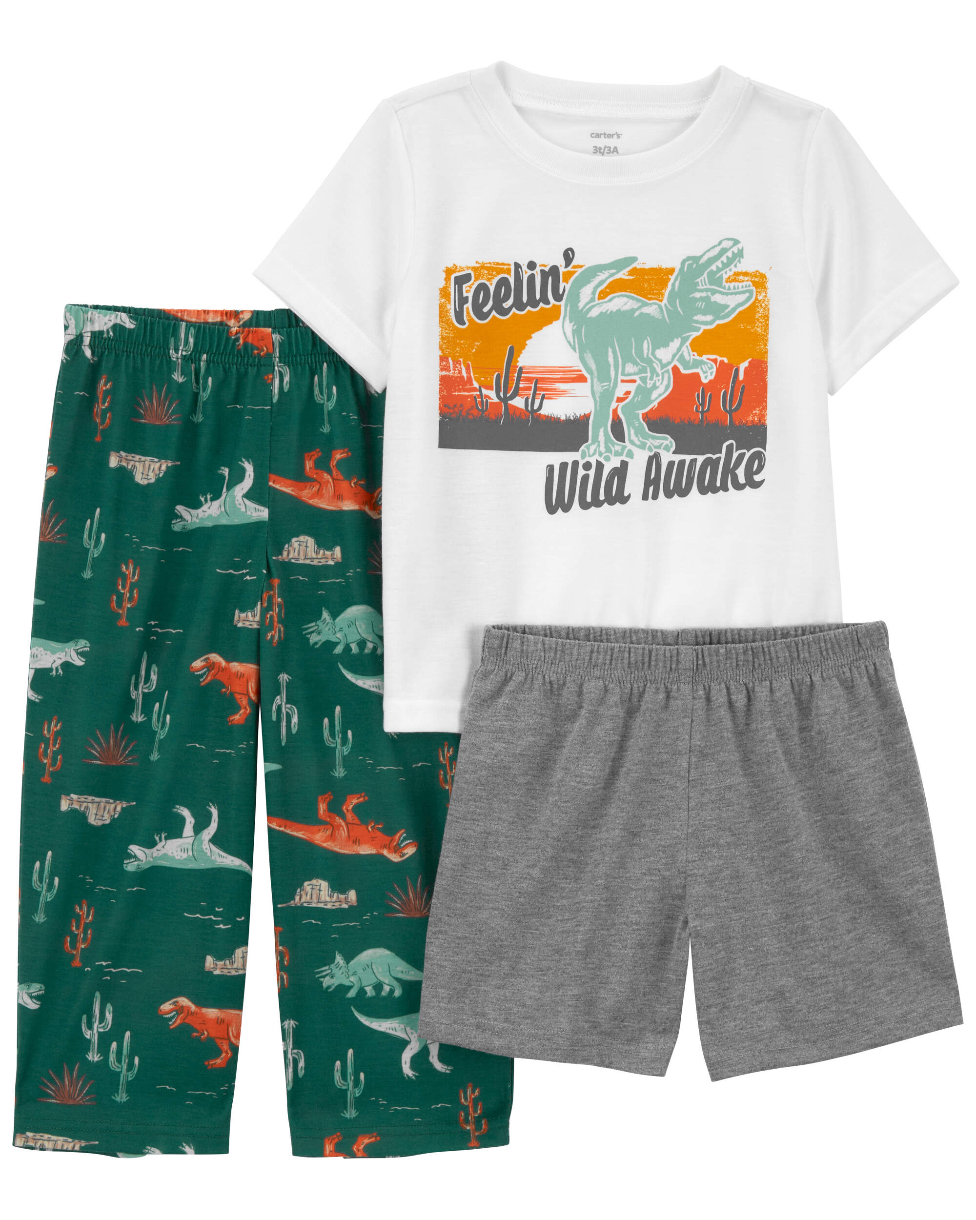 Toddler 3-Piece Dinosaur Loose Fit Pyjamas