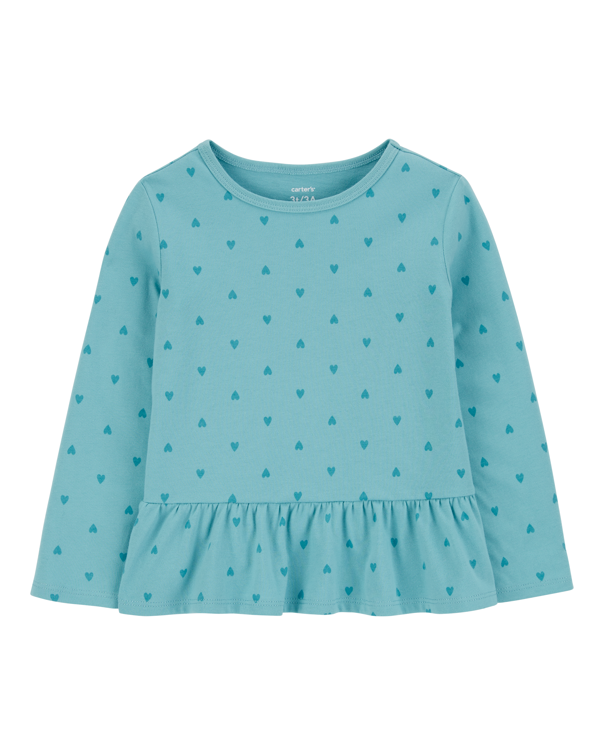 Toddler Heart Peplum Long-Sleeve Jersey Tee