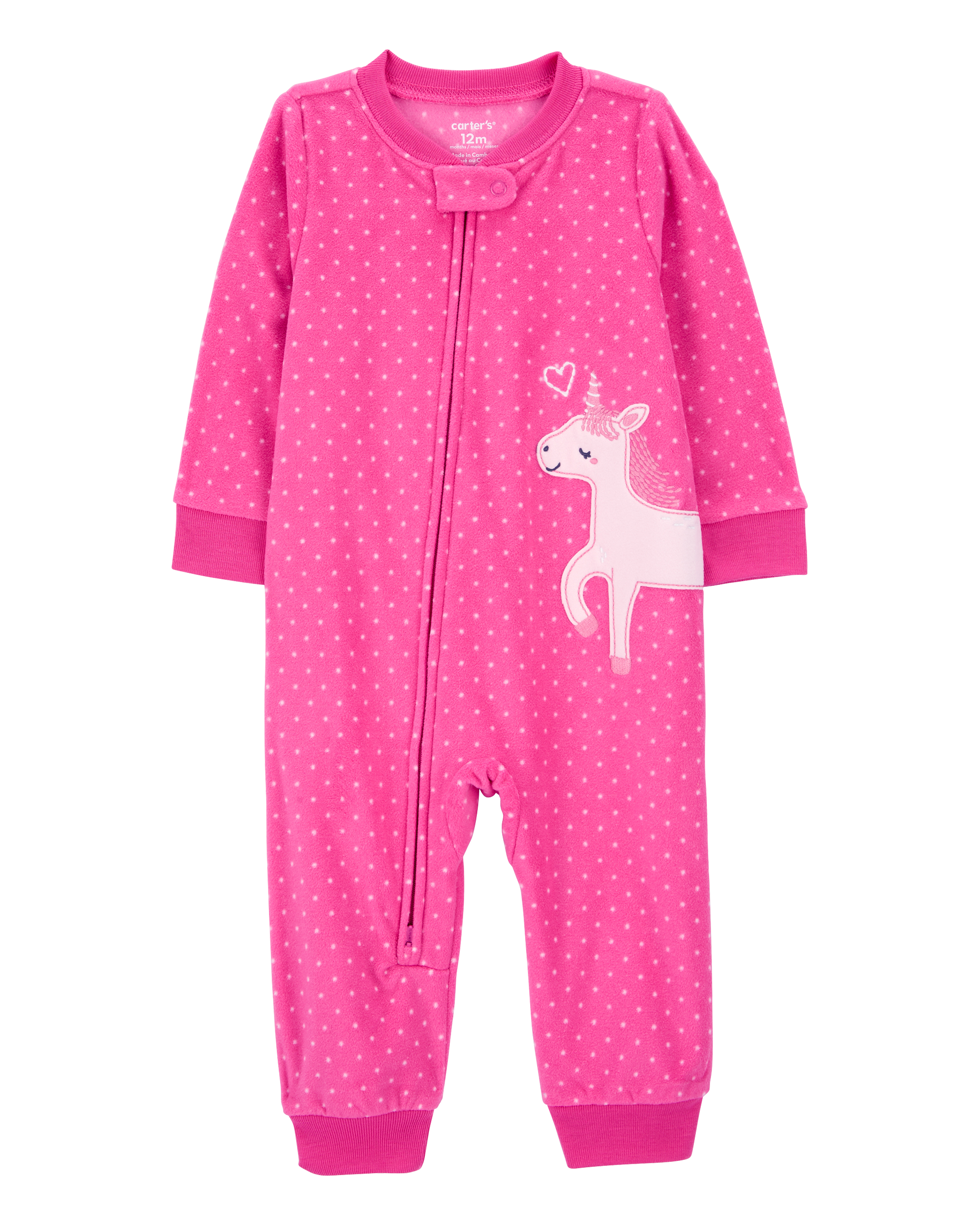 Toddler 1-Piece Unicorn Fleece Footless Pyjamas