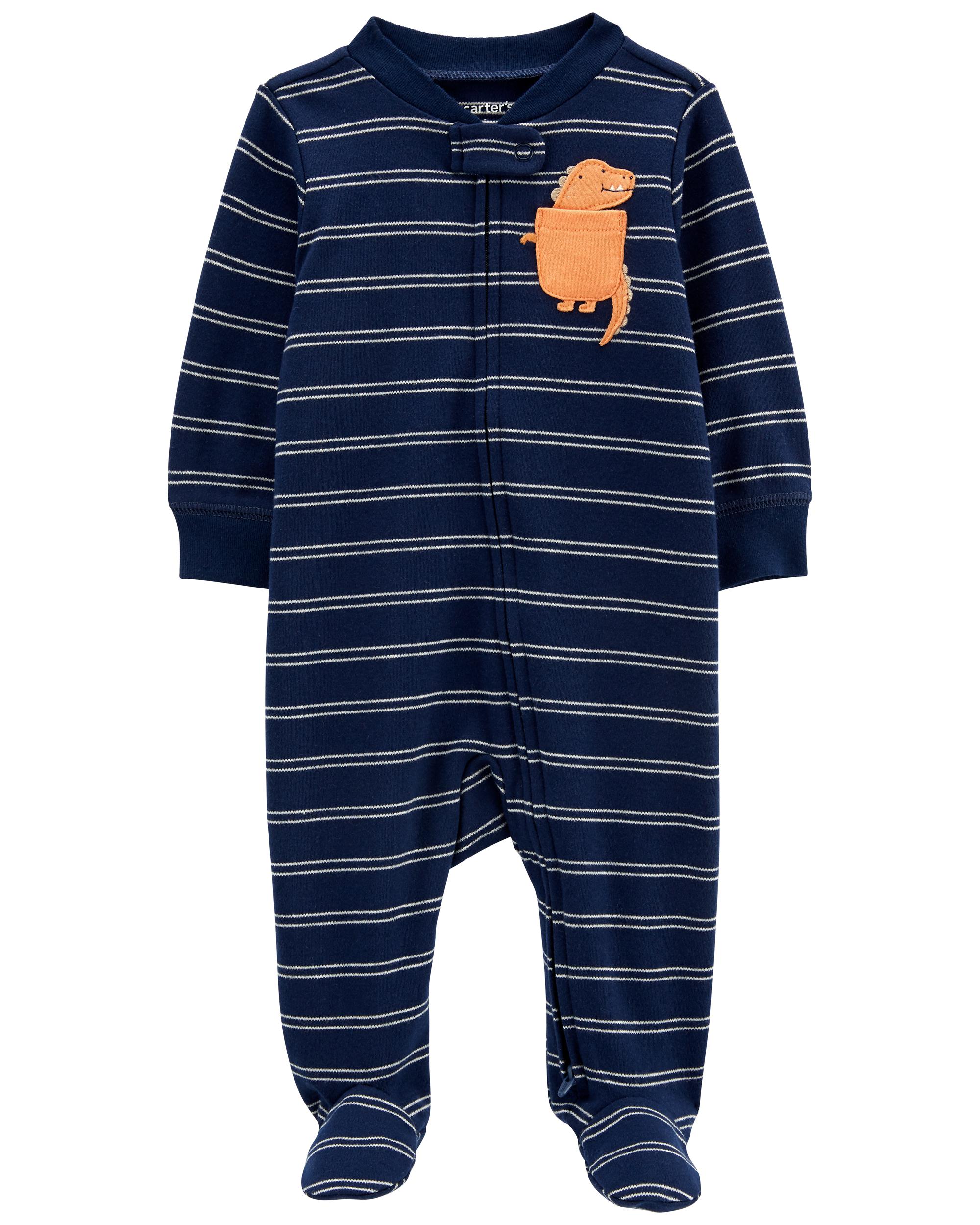 Baby Dinosaur 2-Way Zip Cotton Sleeper Pyjamas
