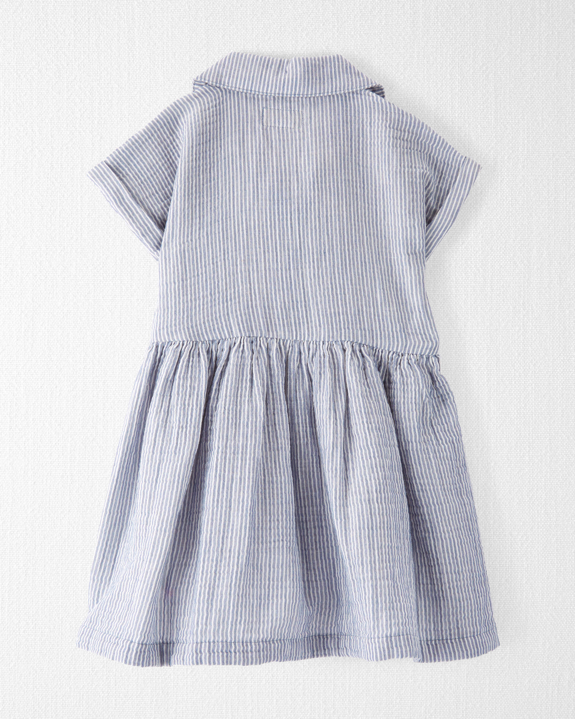 Beats Blue Organic Cotton Striped Button-Front Dress | Carter's