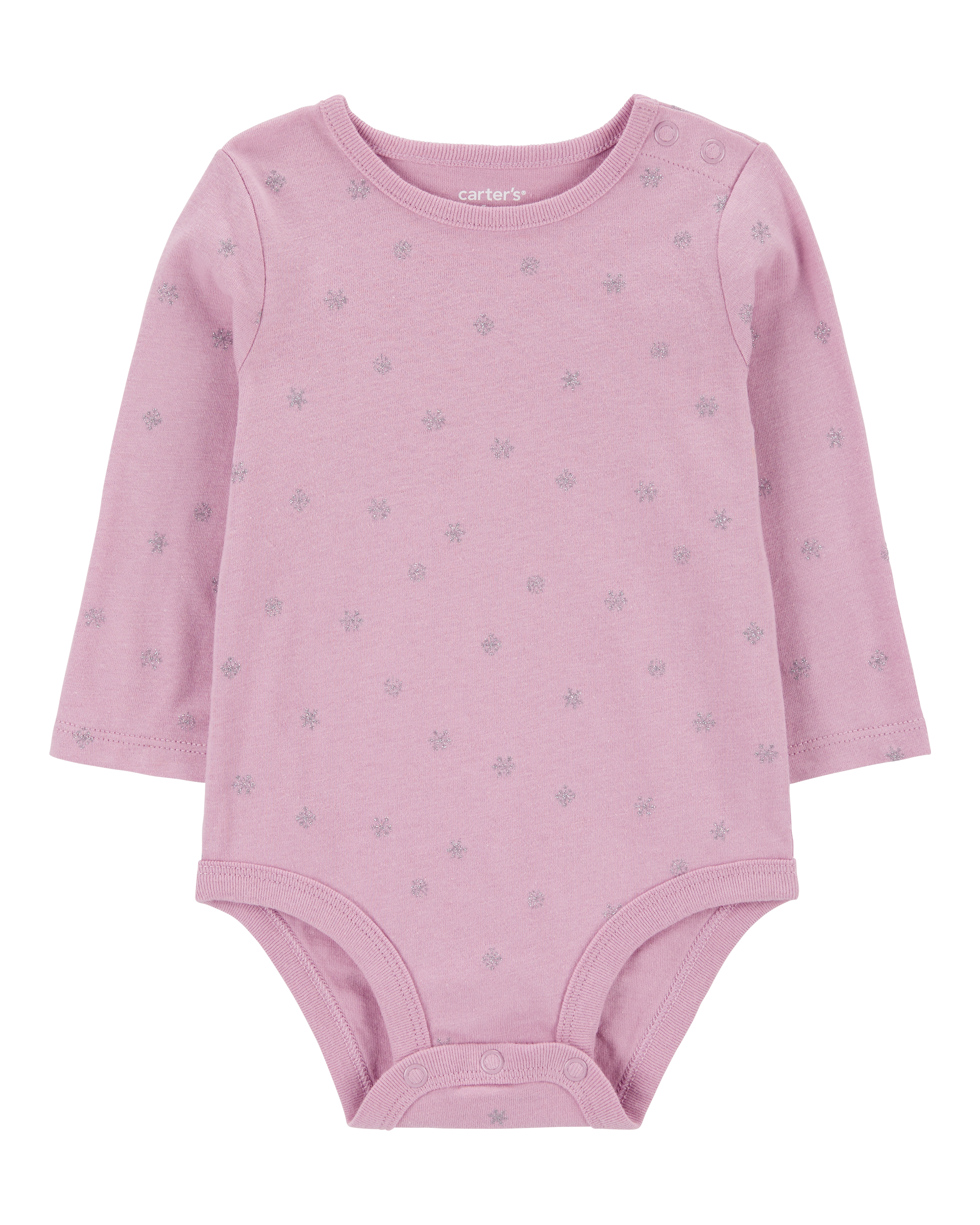 Baby Glitter Snowflake Long-Sleeve Bodysuit