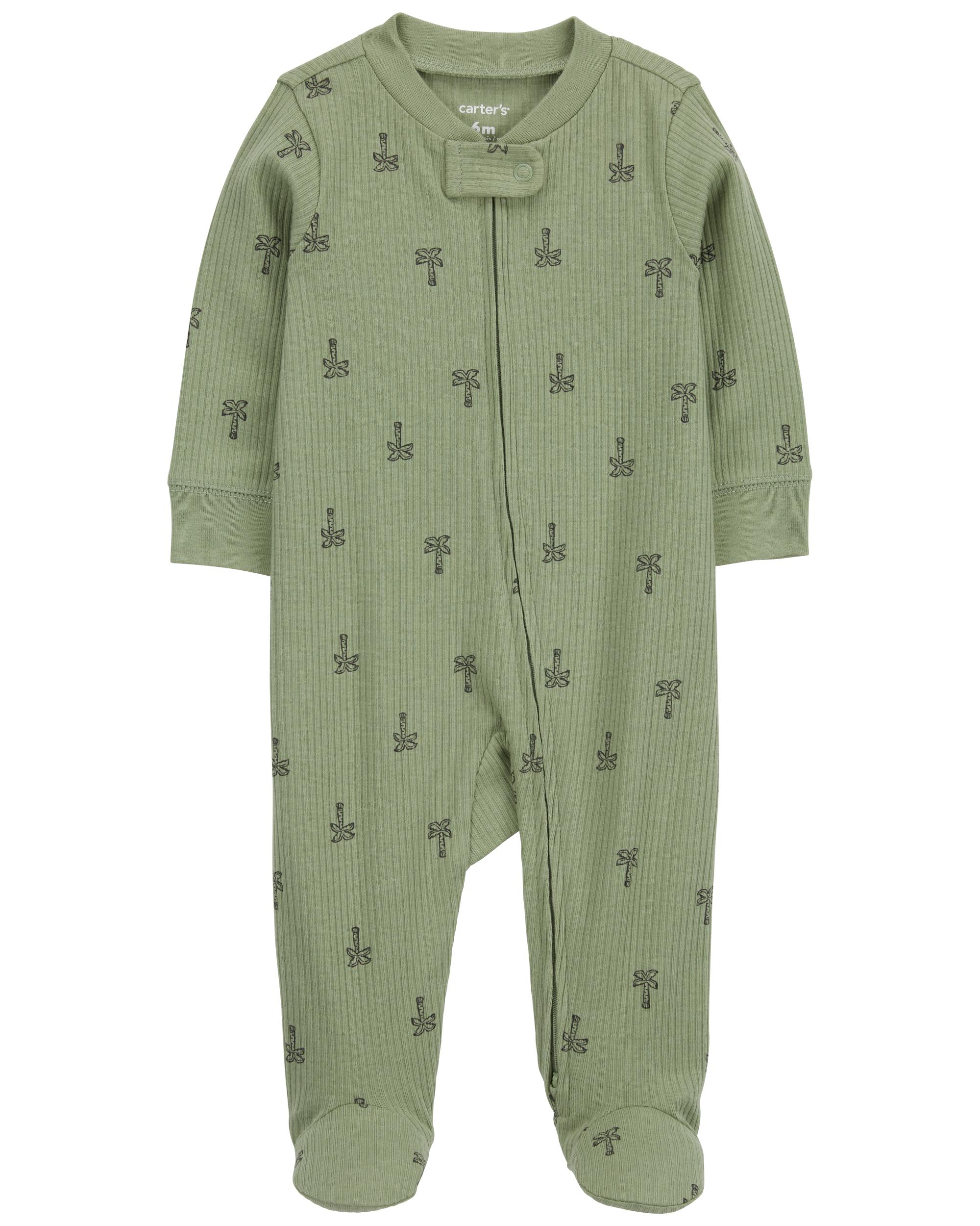 Baby Palm Tree 2-Way Zip Cotton Sleeper Pyjamas