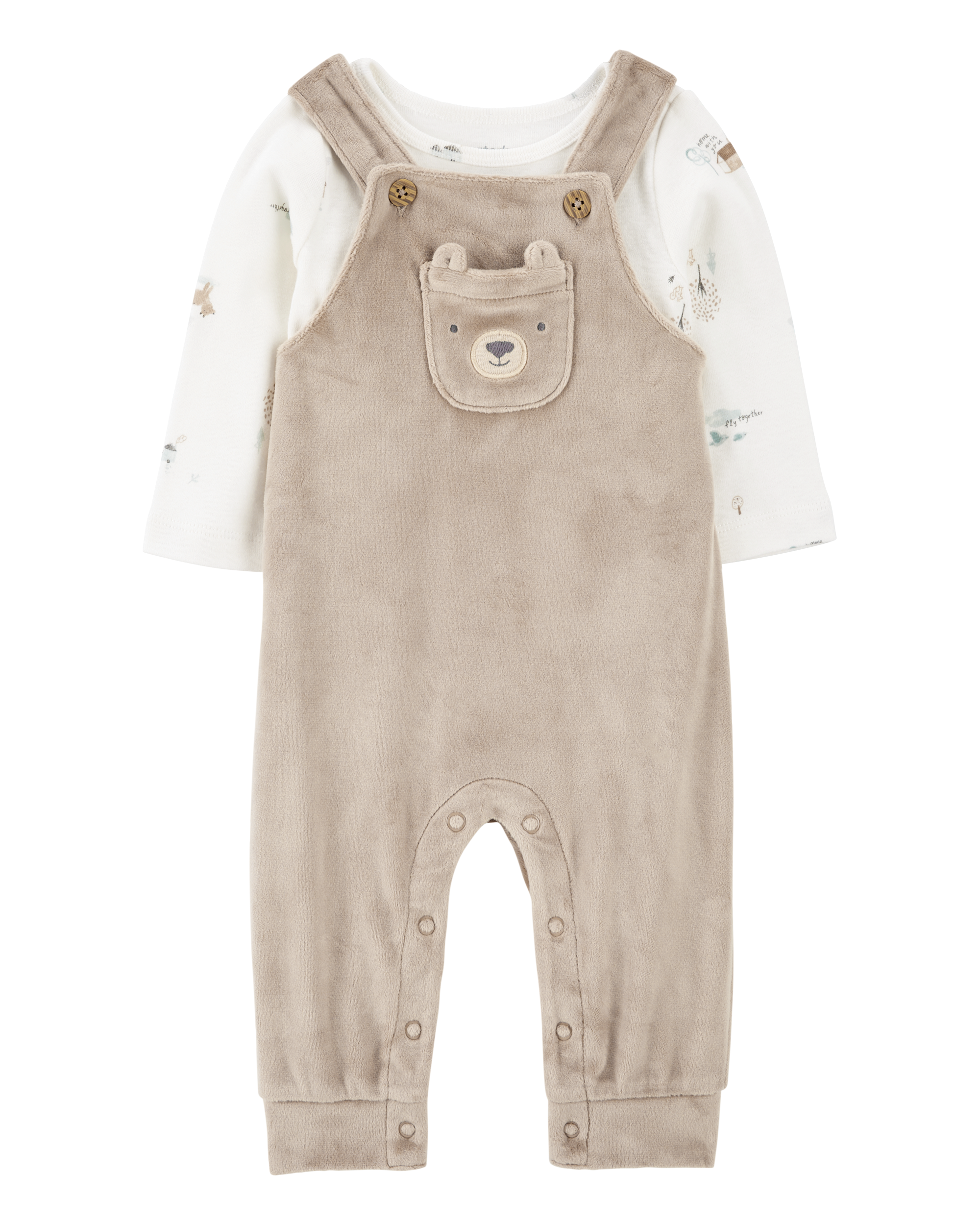 Baby 2-Piece Bear Long-Sleeve Tee & Coverall Set