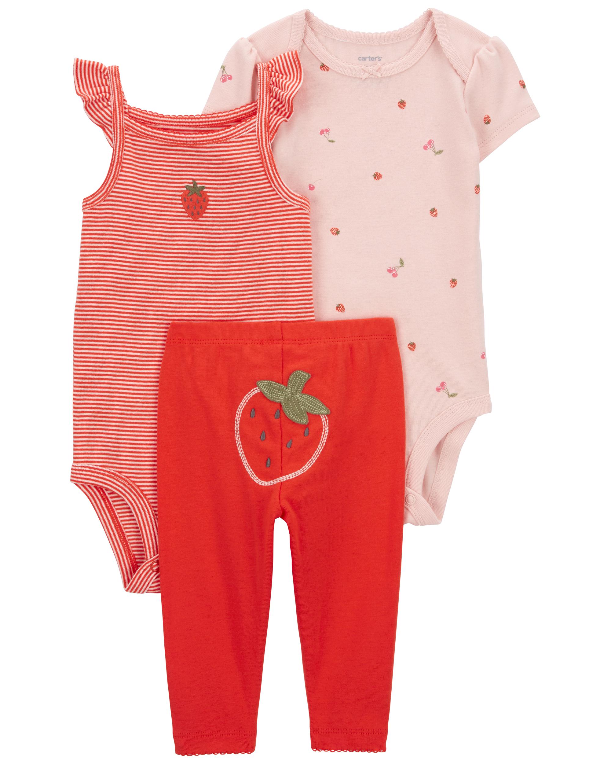 Pink/Red Baby 3-Piece Strawberry Little Character Set | Carter's 