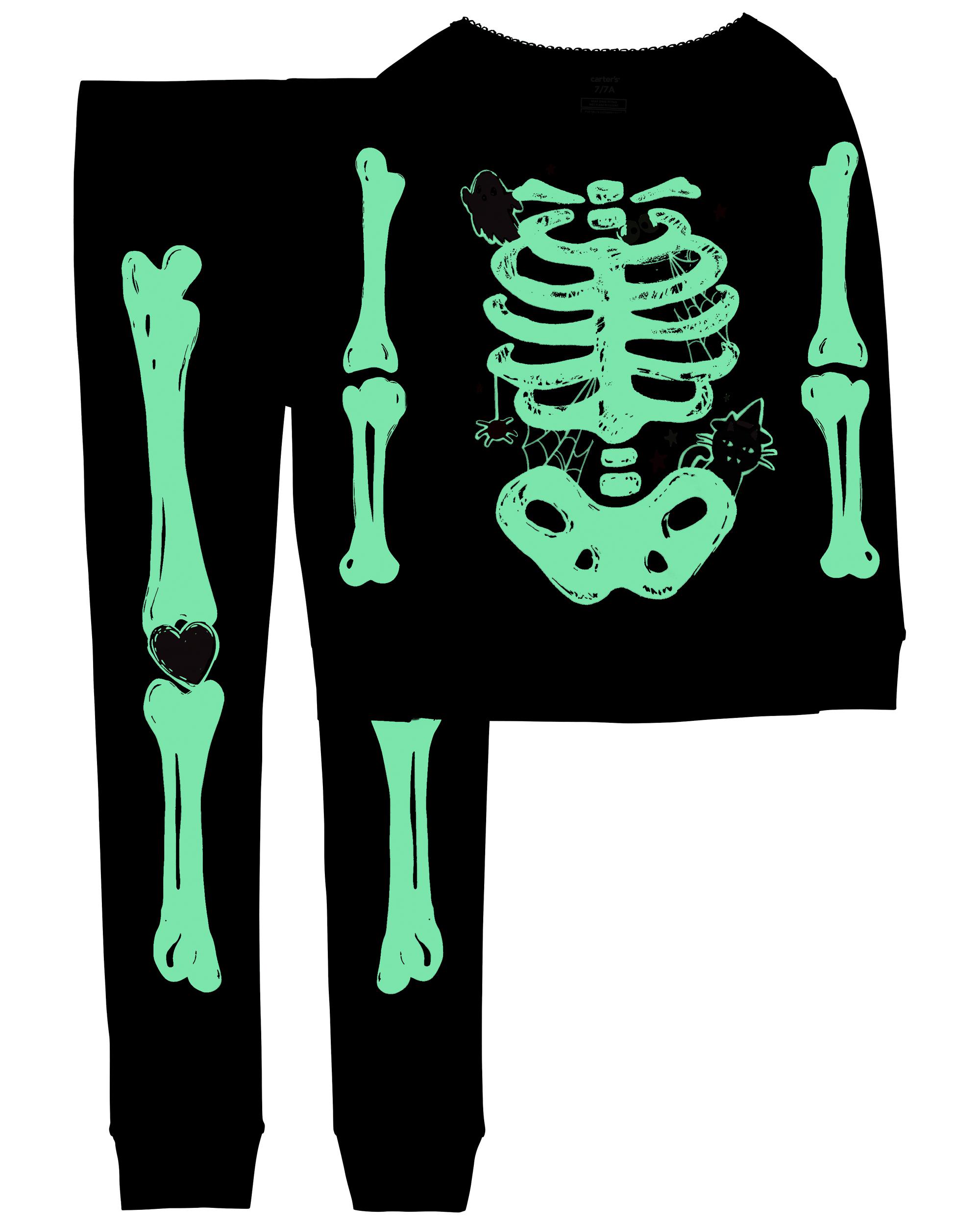 Kid 2-Piece Glow Halloween Skeleton 100% Snug Fit Cotton Pyjamas