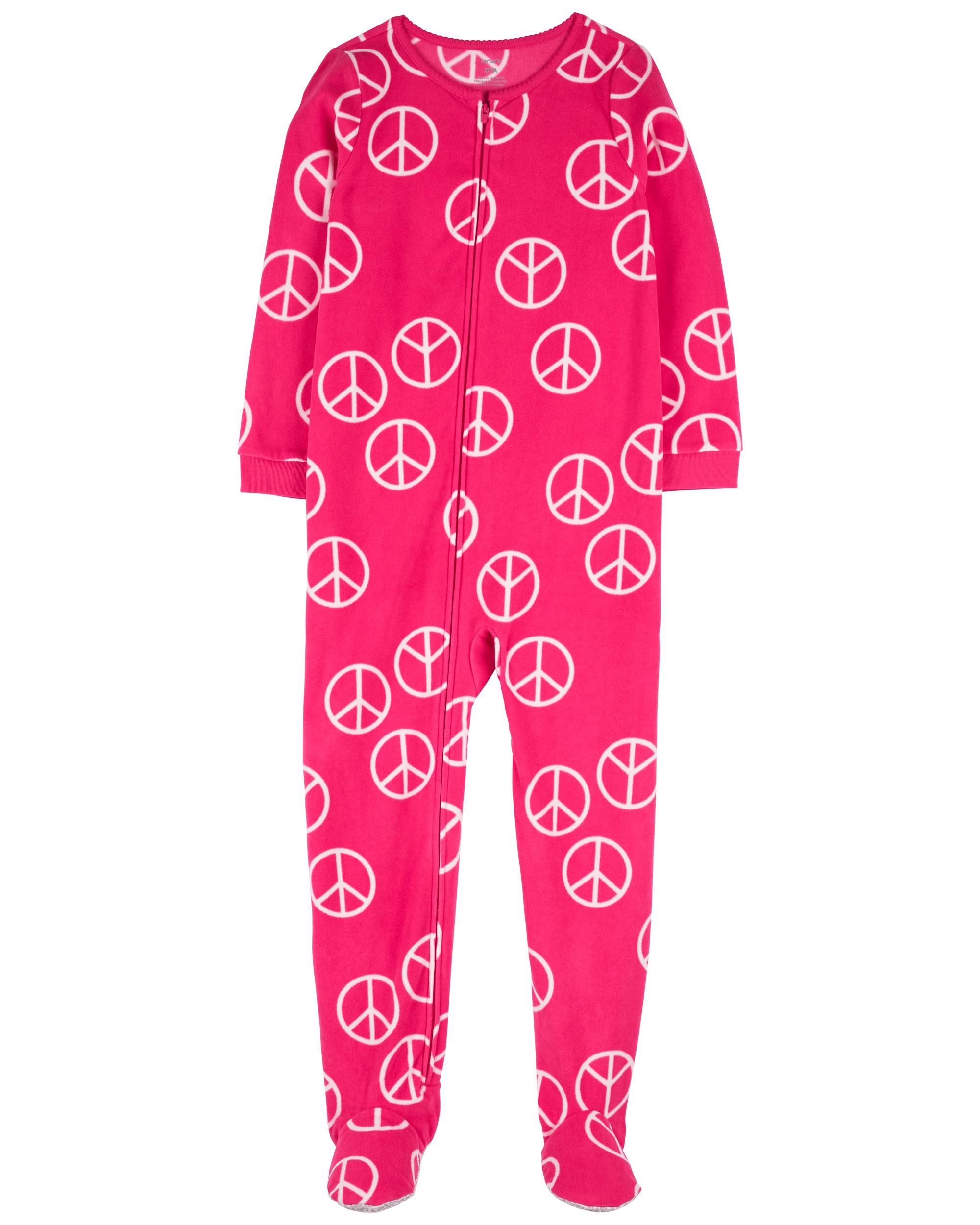 1-Piece Floral Fleece Footless Pyjamas